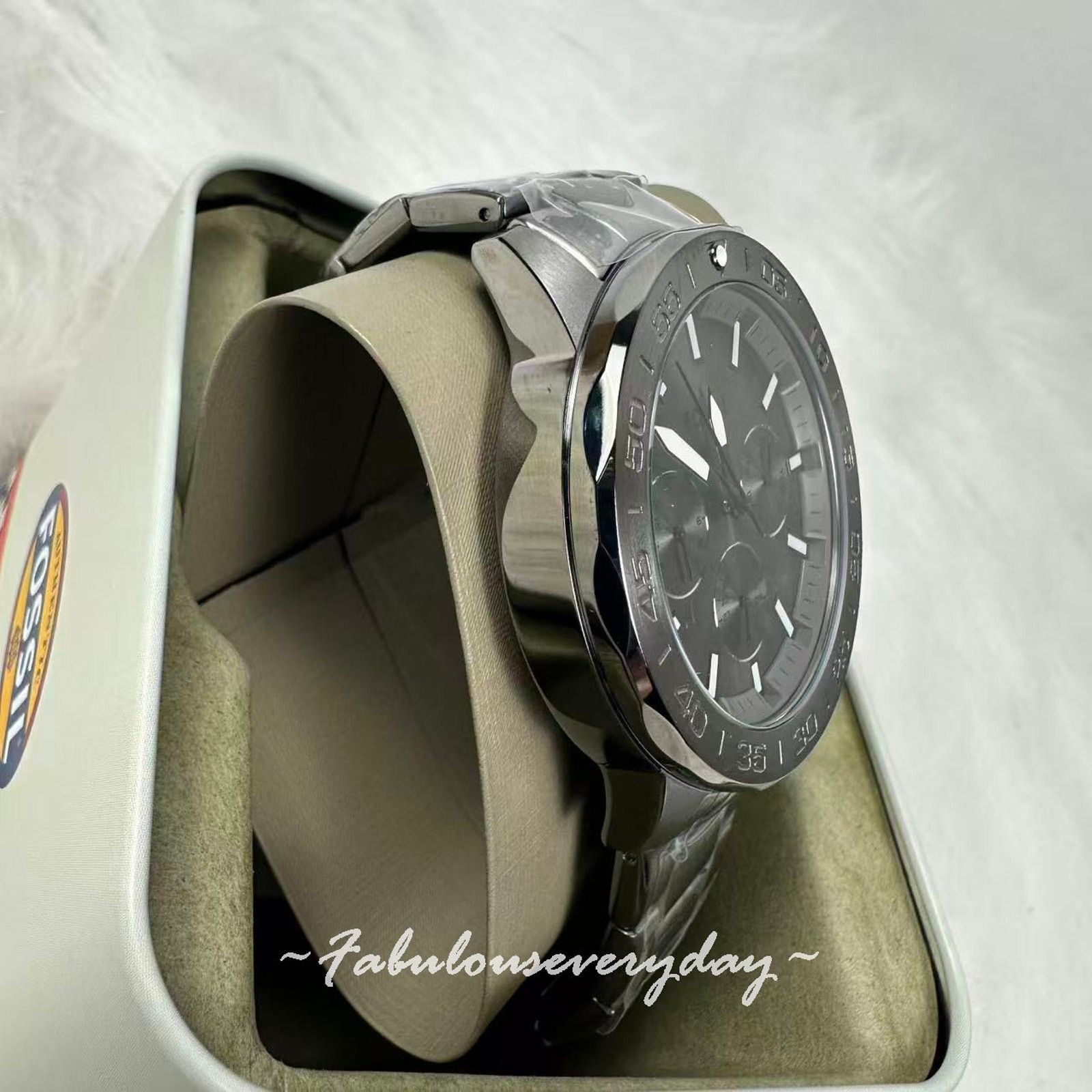 Fossil Fossil Men Bannon Multifunction Smoke Stainless Steel Watch Size ONE SIZE - 3 Thumbnail