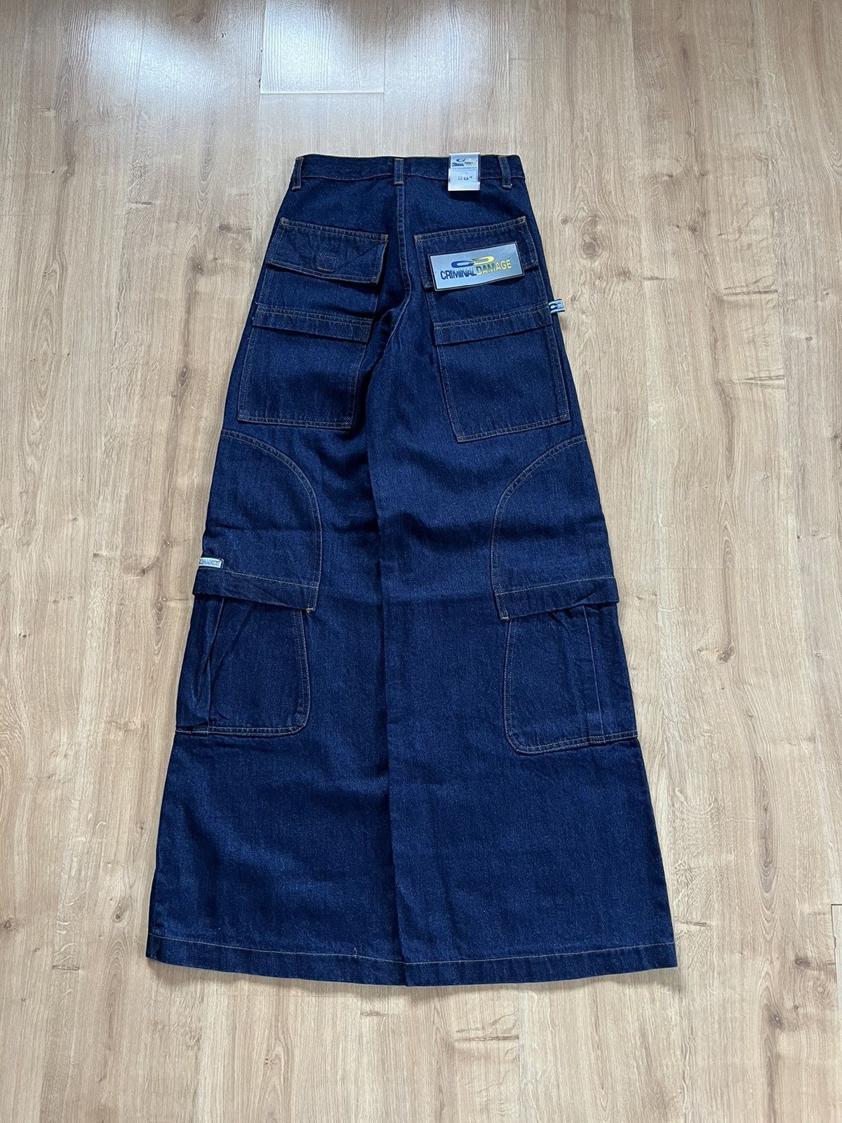 image of Criminal Damage Jnco Style Baggy Cord Wide Leg Vintage Pants in Navy, Men's (Size 26)