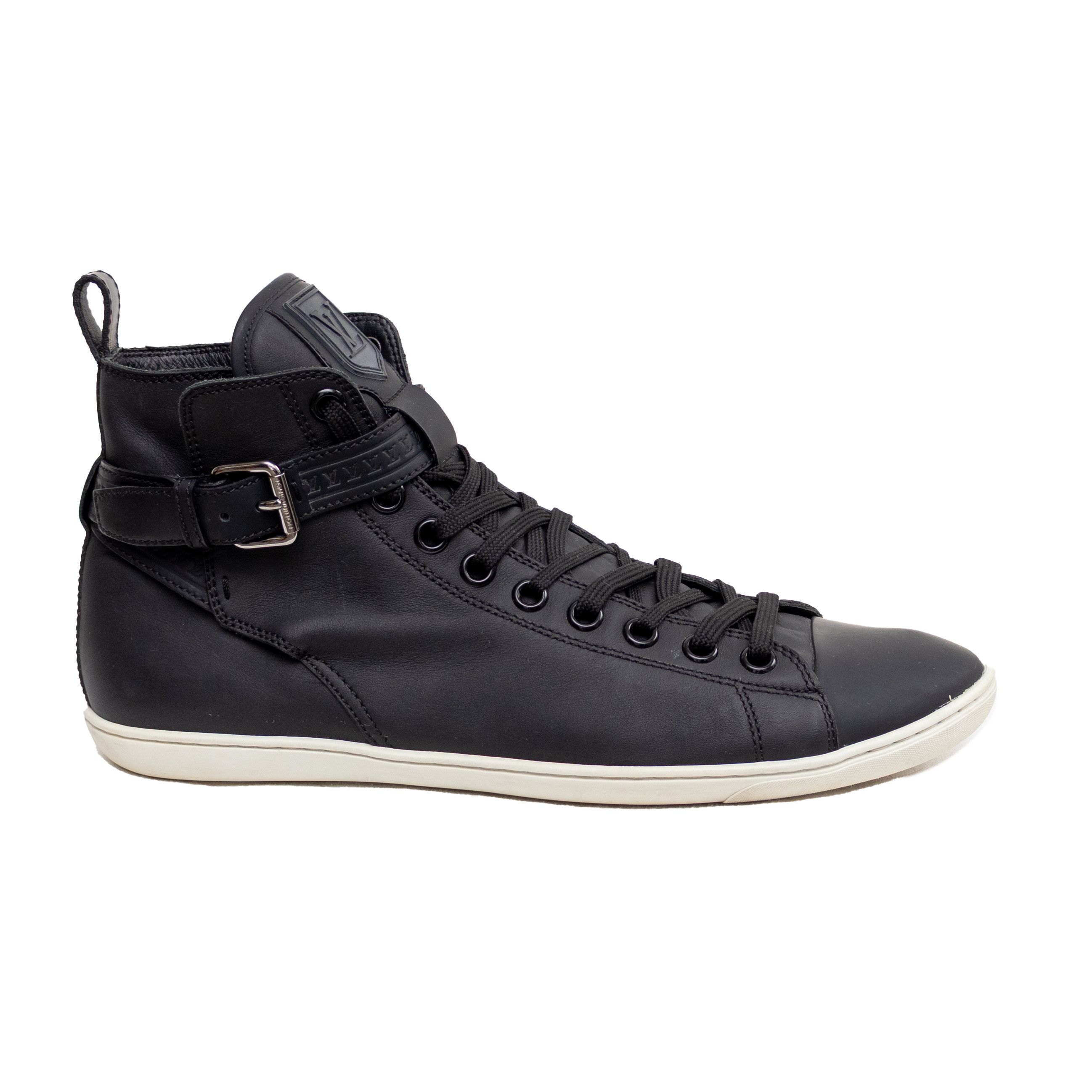 Louis Vuitton Louis Vuitton Falcon High Top Sneakers Black Leather Trainer Size US 9 / EU 42 - 3 Thumbnail