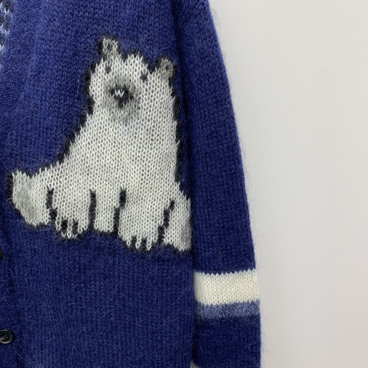 Loewe Loewe Dark Blue Polar Bear Mohair V-neck Knit Cardigan K26WX Size M / US 6-8 / IT 42-44 - 4 Thumbnail