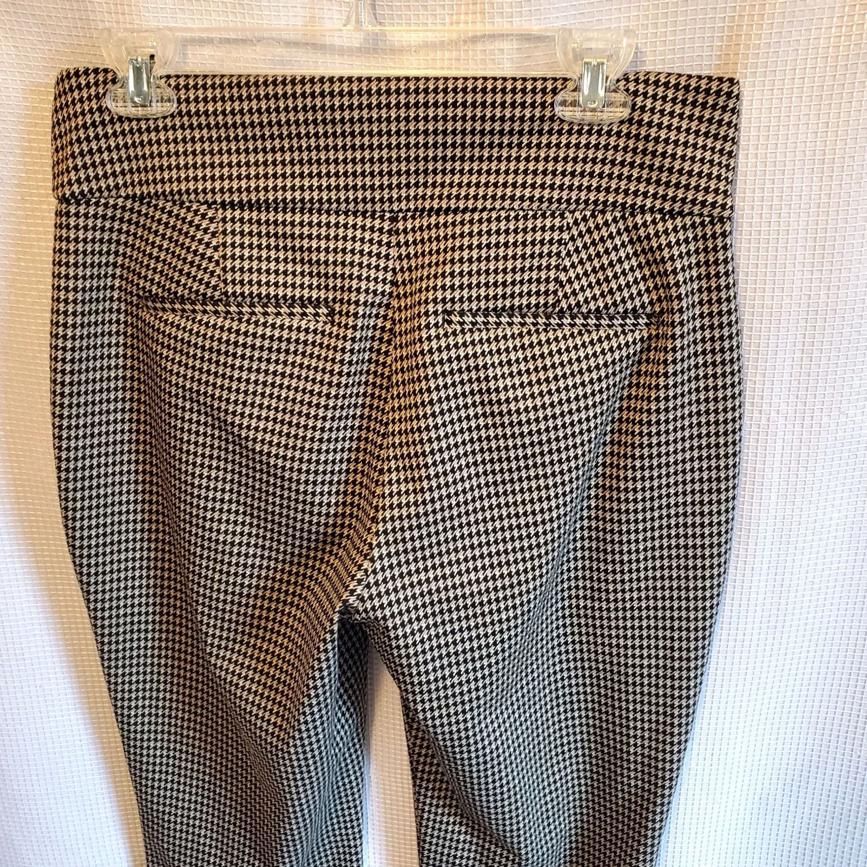 Express VINTAGE Express Y2K Pants Womens M Black Tan Houndstooth Pull On Office Business Size 32" / US 10 / IT 46 - 6 Thumbnail