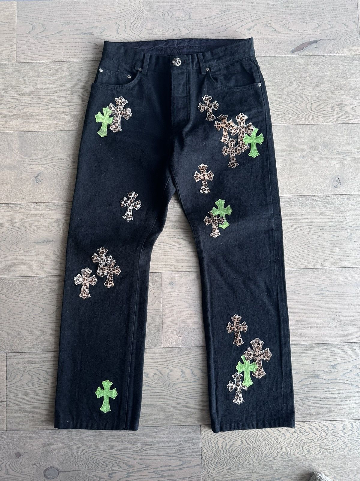 image of Chrome Hearts Cheetah Denim in Black, Men's (Size 32)