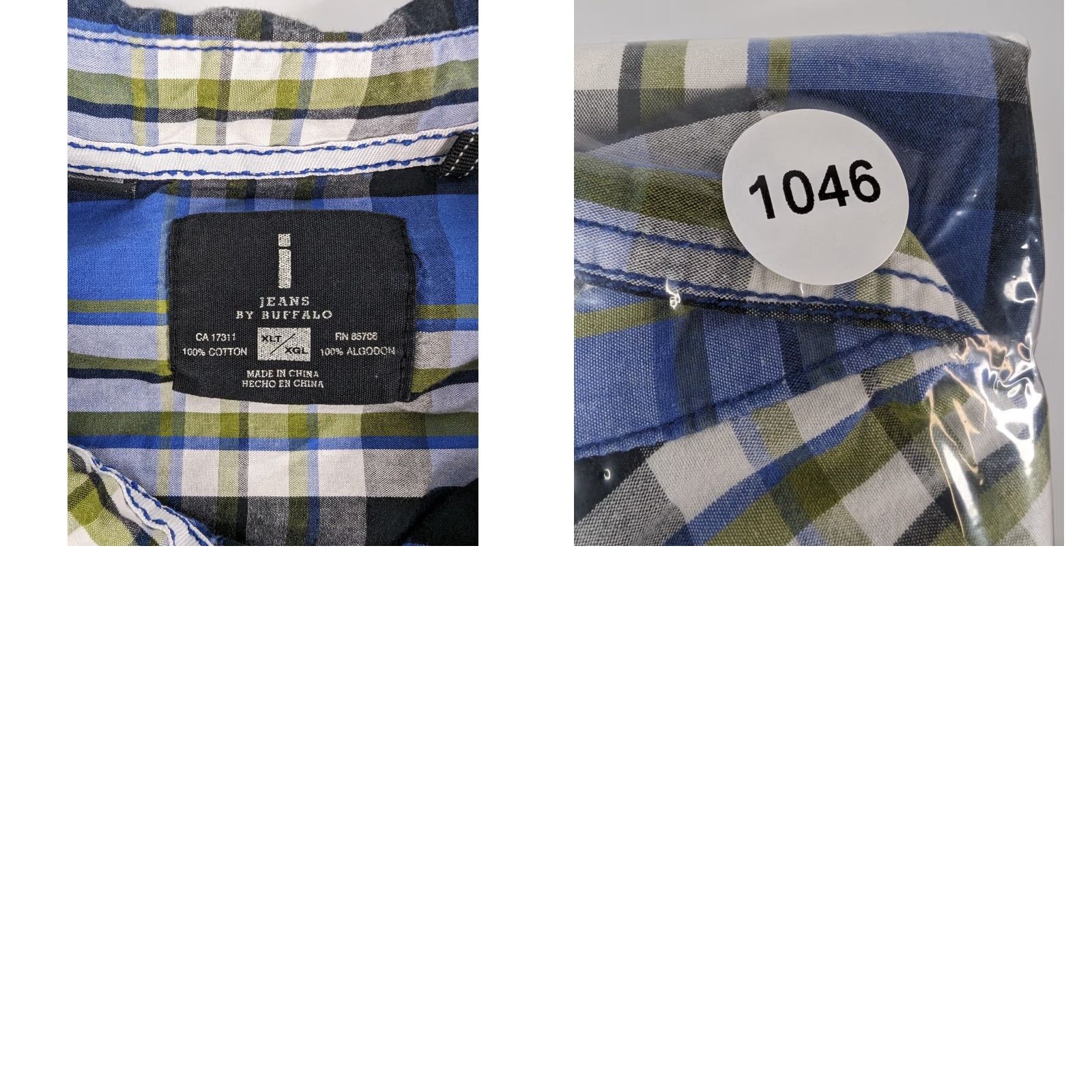 Vintage Buffalo Jeans Men's XLT Plaid Shirt Blue Casual Short Sleeve Pocket Cotton Size US XL / EU 56 / 4 - 8 Thumbnail