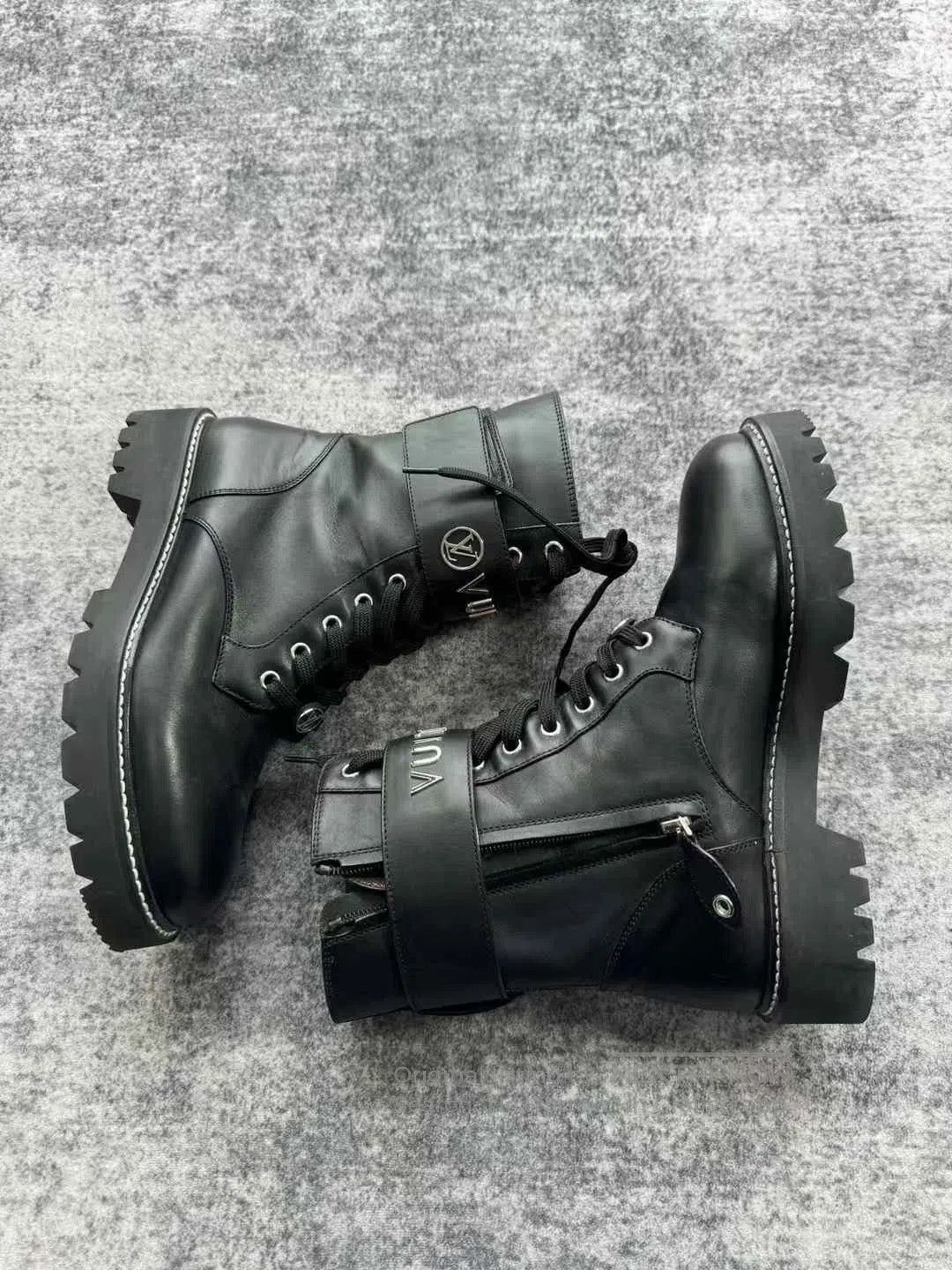 Louis Vuitton Louis Vuitton Black Silver Logo Martin Boots. Size US 7.5 / IT 37.5 - 7 Thumbnail