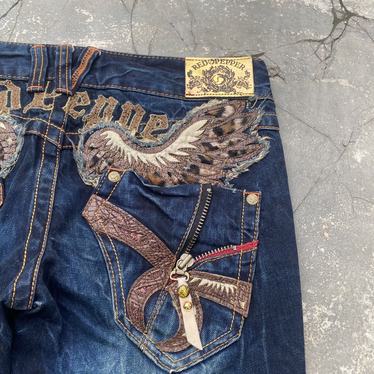 Ed Hardy 🔥FYE🔥 Red Pepper low rise flare Size US 30 / EU 46 - 6 Thumbnail