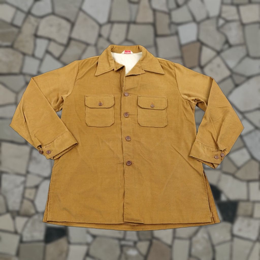 Vintage VINTAGE Spotwood Jacket Adult 46 Brown Corduroy Button Blade Collar Shacket 70s Mens Size US S / EU 44-46 / 1 - 1 Thumbnail