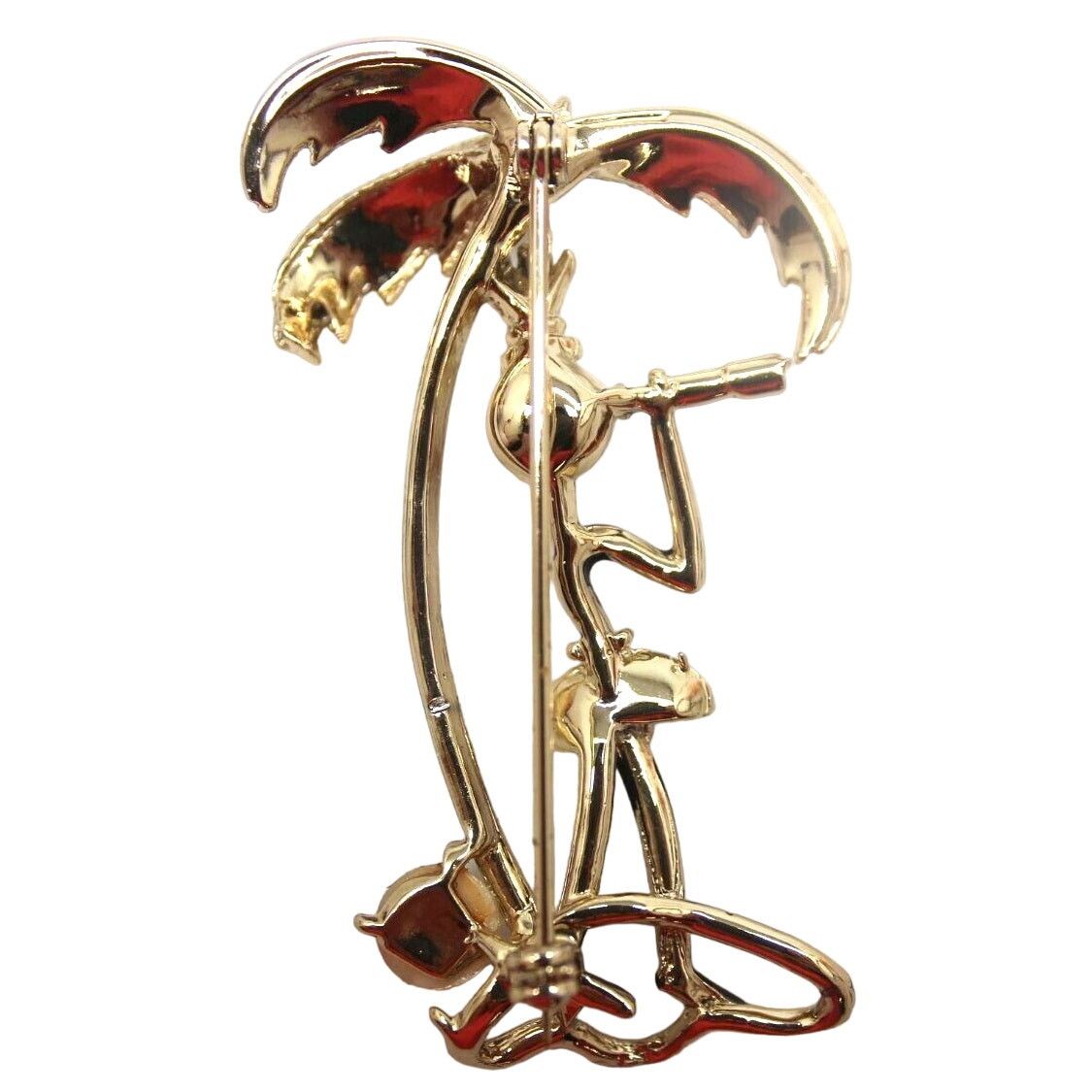 Other Ethnic Lady Palm Tree •Faux Pearl • AB Rhinestone Brooch Pin Size ONE SIZE - 2 Thumbnail