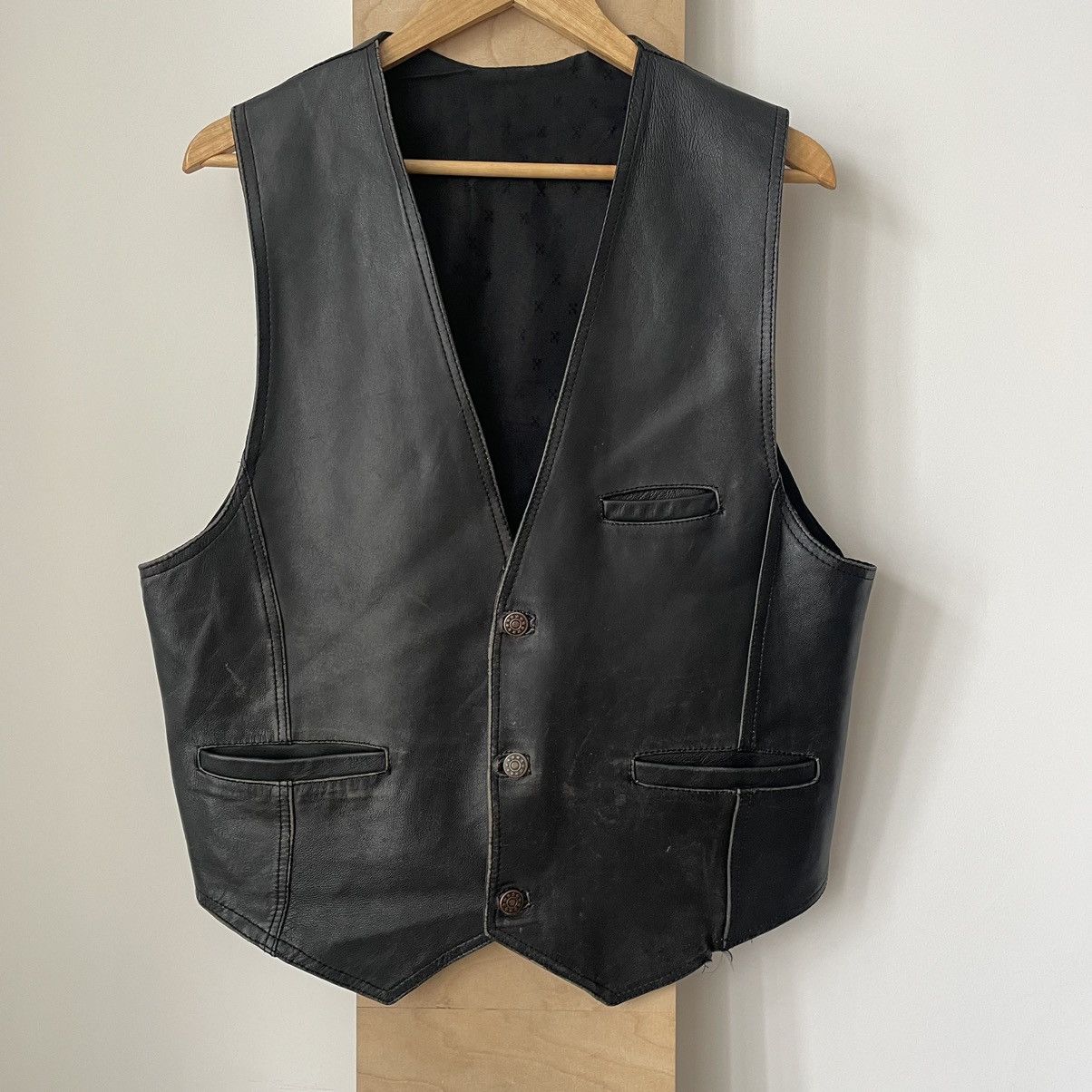 Vintage Vintage Leather Vest Black Size L Size US L / EU 52-54 / 3 - 1 Thumbnail