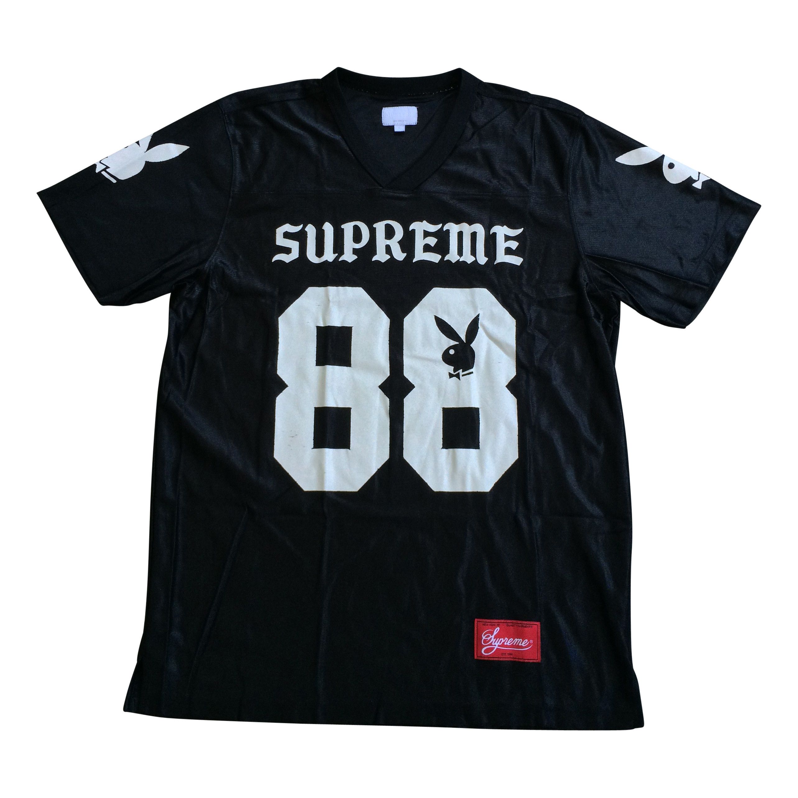 image of S/s 2014 Supreme X Playboy Football Jersey in Black, Men's (Size Large)