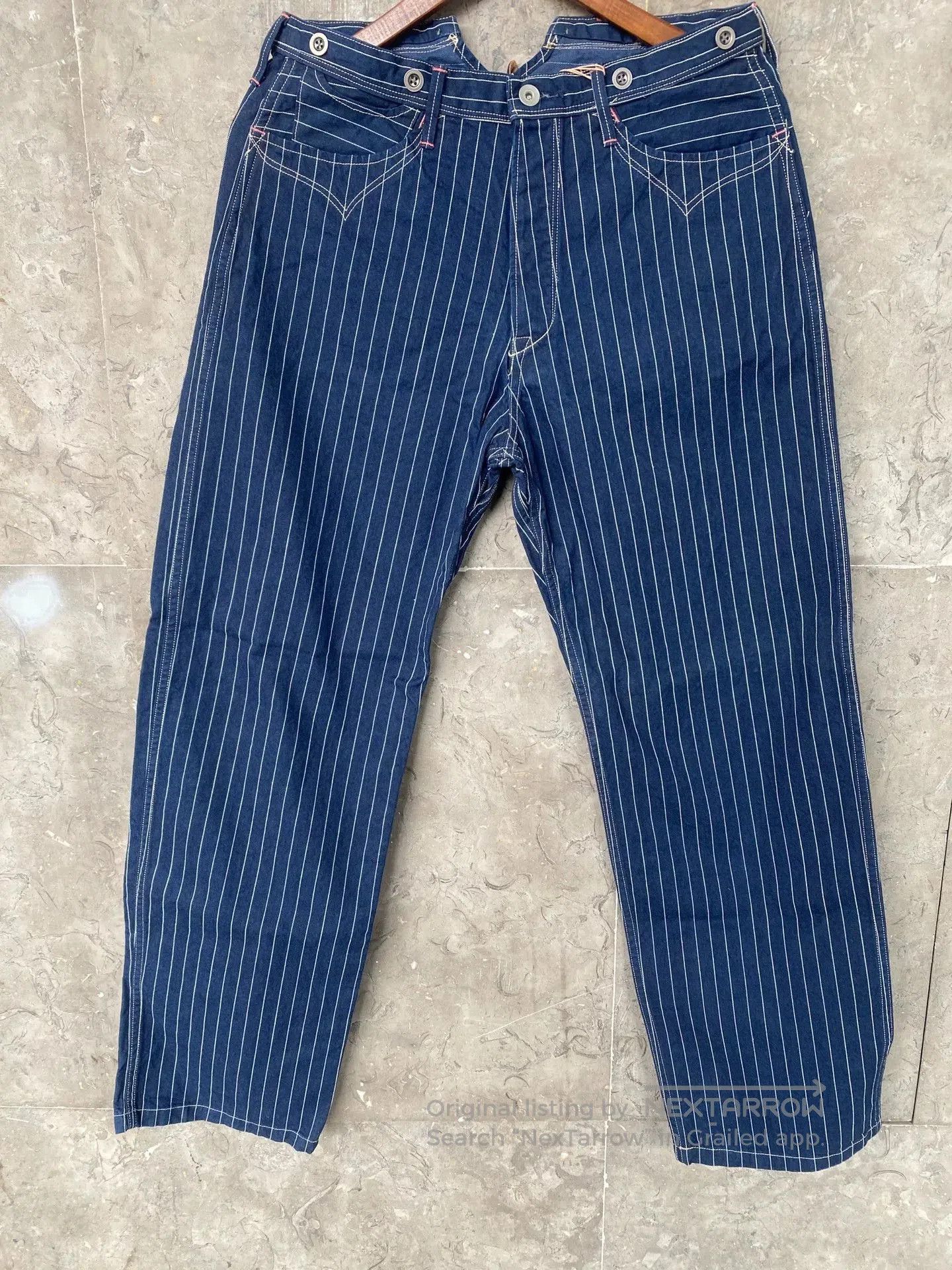 &SONS Gypsy&sons Indigo Striped Loose Cargo Pants. Size US 37 - 1 Thumbnail