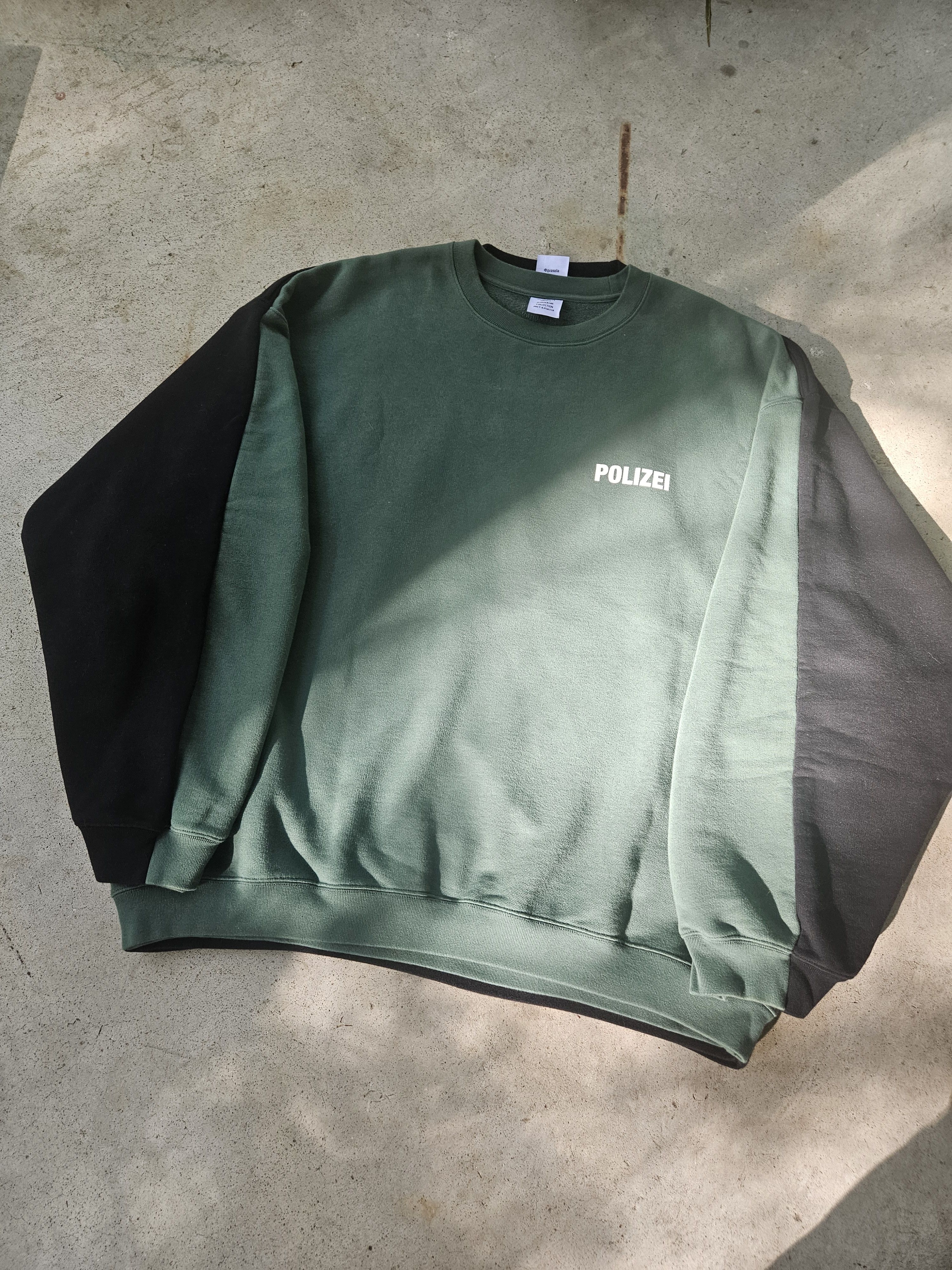 Vetements Double Polizei Securite Split Green Black Crewneck Sweater Size US XL / EU 56 / 4 - 1 Thumbnail