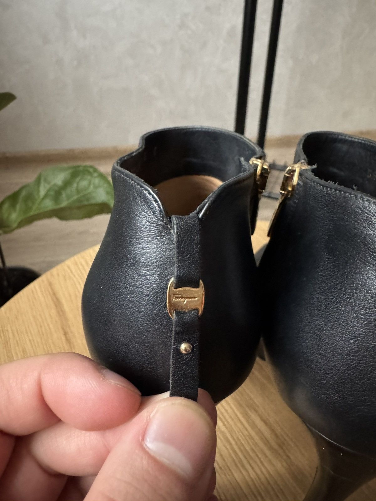 Salvatore Ferragamo Black Leather Ankle Boots Heels