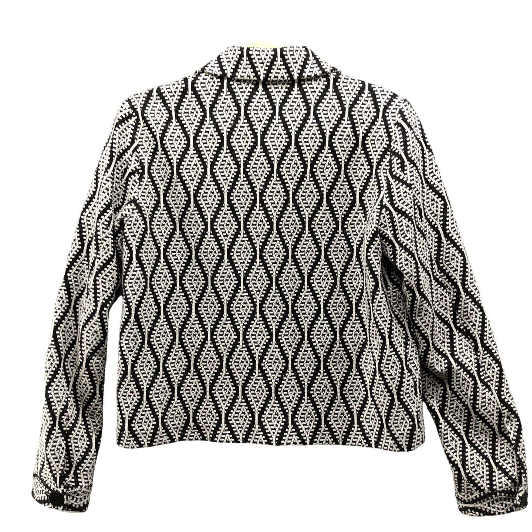 Vintage Tahari Tweed Jacket Womens S Black White Patterned Jacquard Chevron Geometric Button Front Blazer Size S / US 4 / IT 40 - 2 Thumbnail