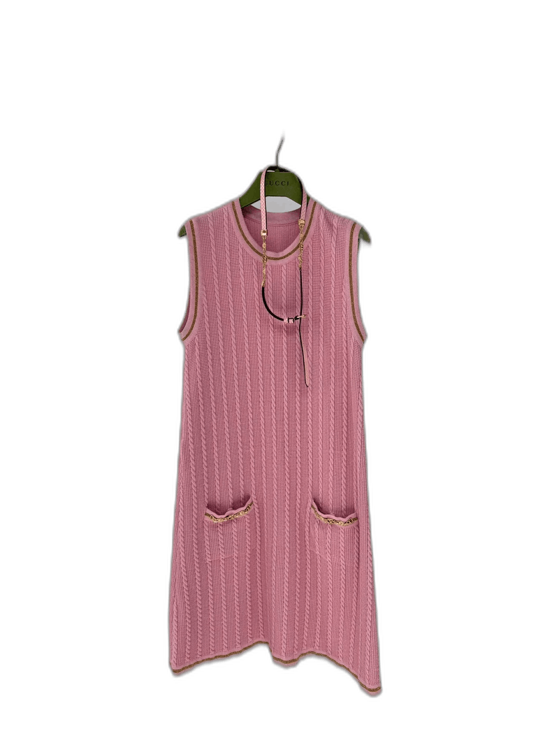 Gucci Gucci Pink Knit Dress with Belt Size XS / US 0-2 / IT 36-38 - 1 Thumbnail