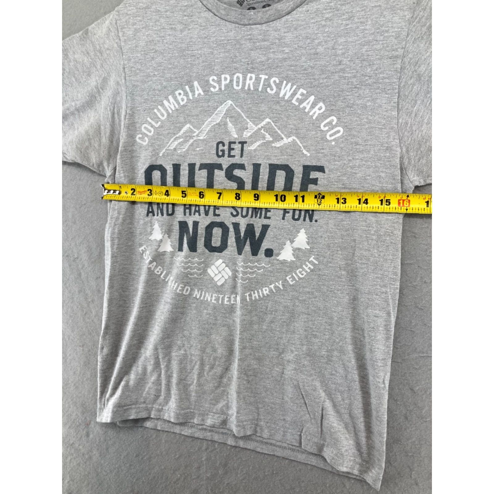 SOMET Columbia TShirt Mens Small Gray Get Outside And Have Some Fun Now Mountains Size US S / EU 44-46 / 1 - 3 Thumbnail