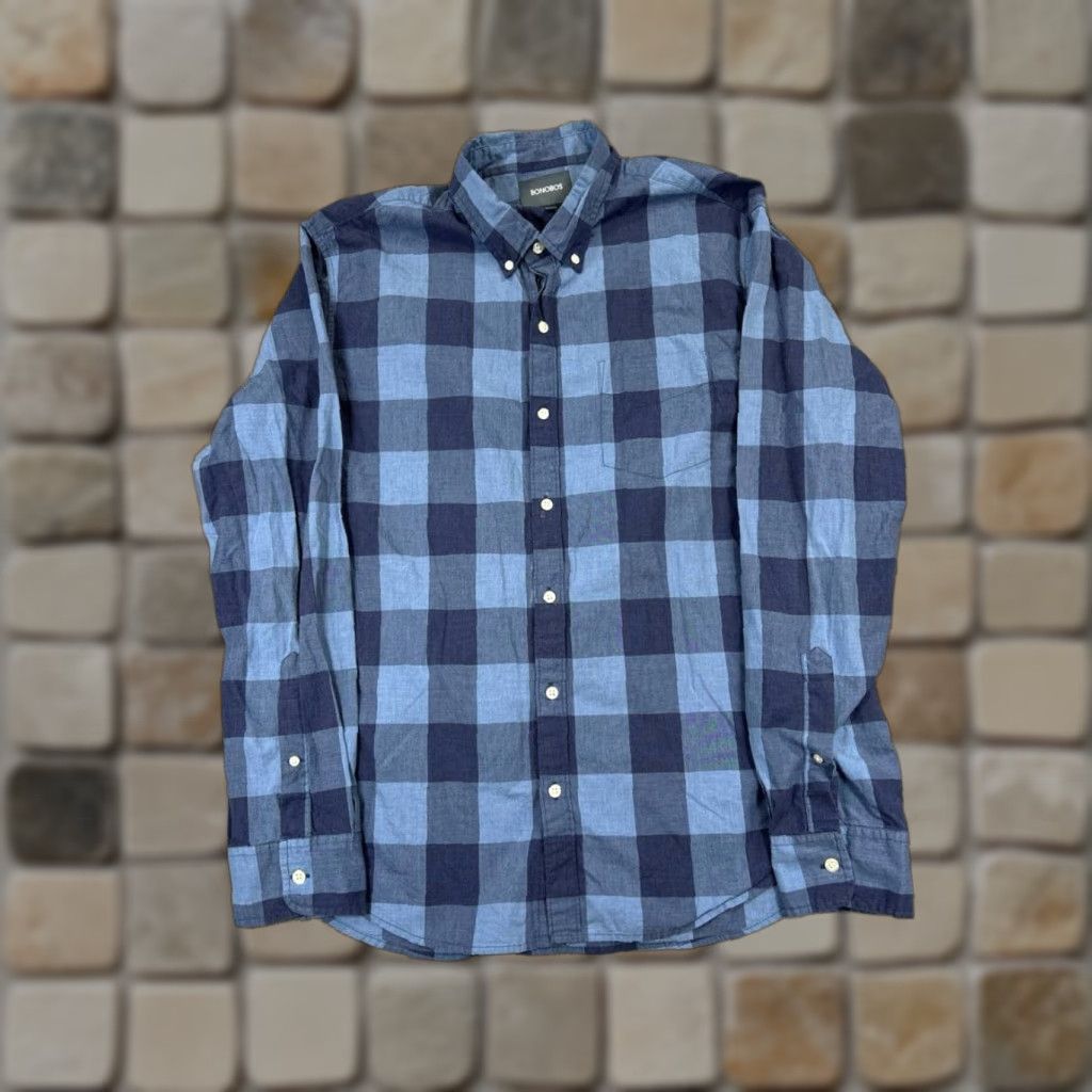 Bonobos Bonobos Shirt Mens XL Blue Cotton Button-Up Plaid Casual Slim Button-Down Collared Regular Size US XL / EU 56 / 4 - 1 Thumbnail