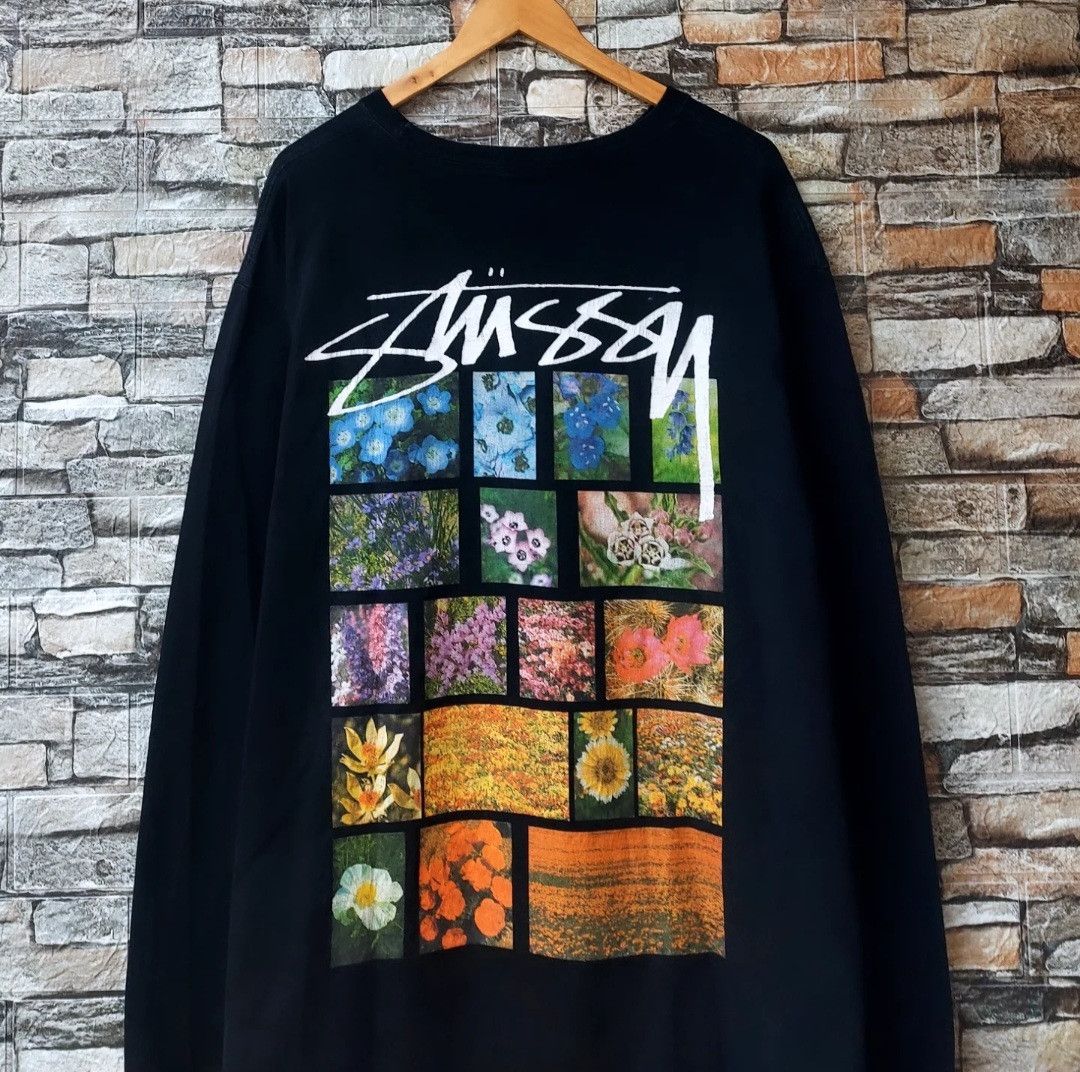 Stussy STUSSY Flower Grid Pigment Dyed Long Sleeve Size US XL / EU 56 / 4 - 4 Thumbnail