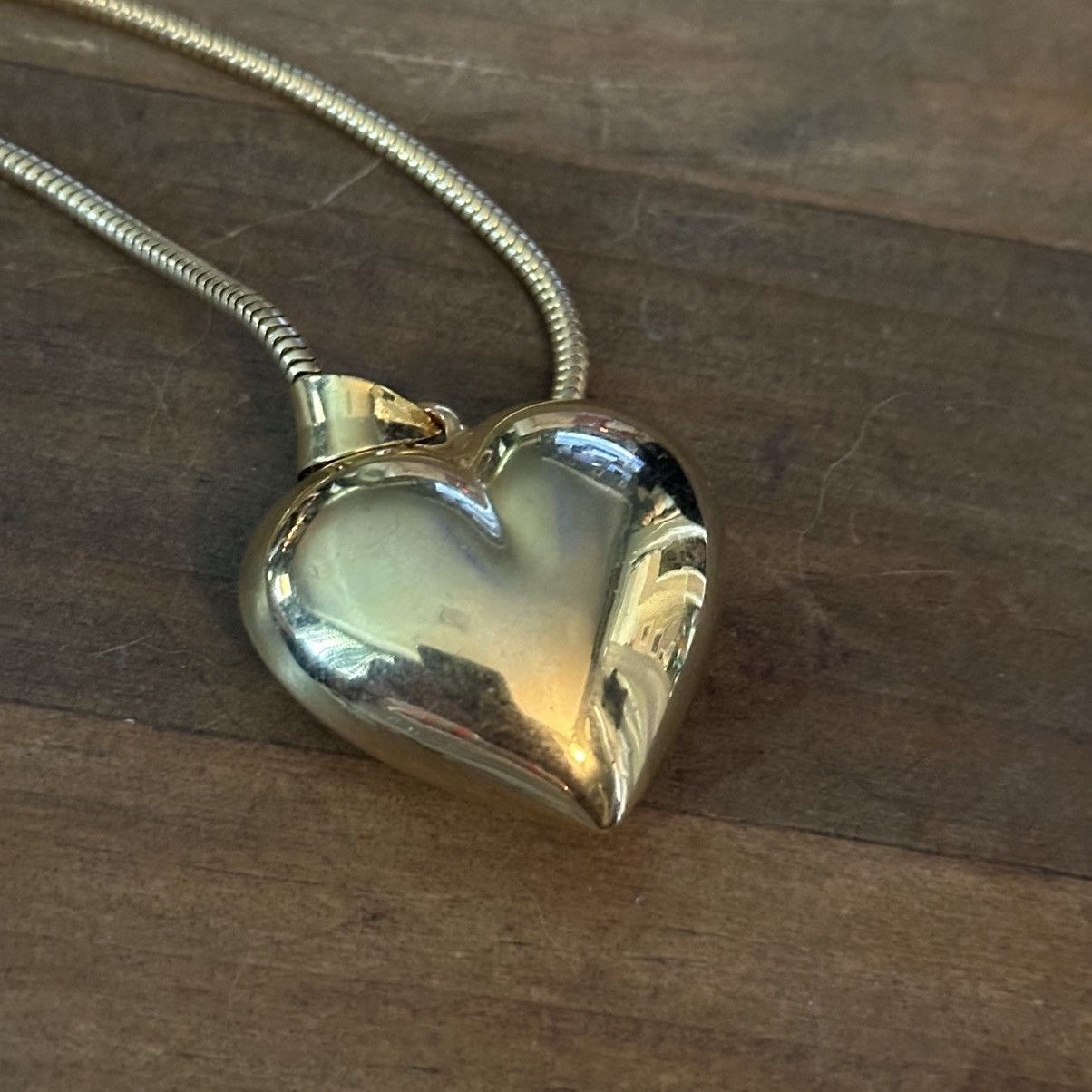 Vintage Vintage gold tone puffed heart pendant necklace Size ONE SIZE - 5 Thumbnail