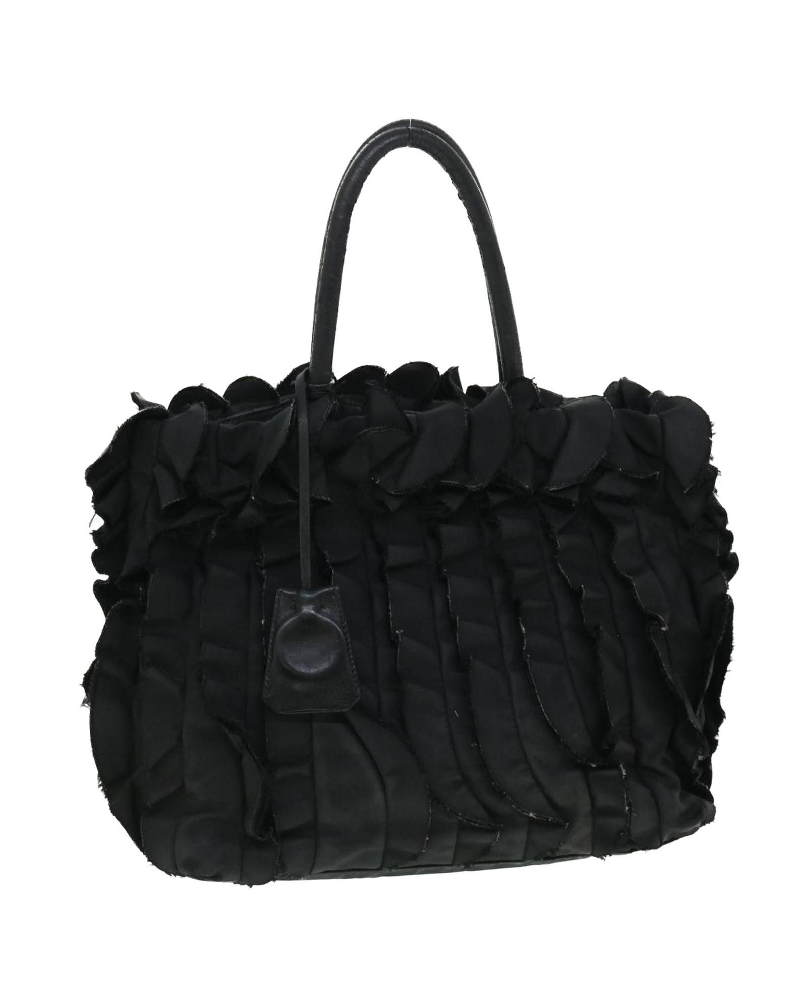 image of Prada Black Nylon Hand Bag With Clochette, Women's