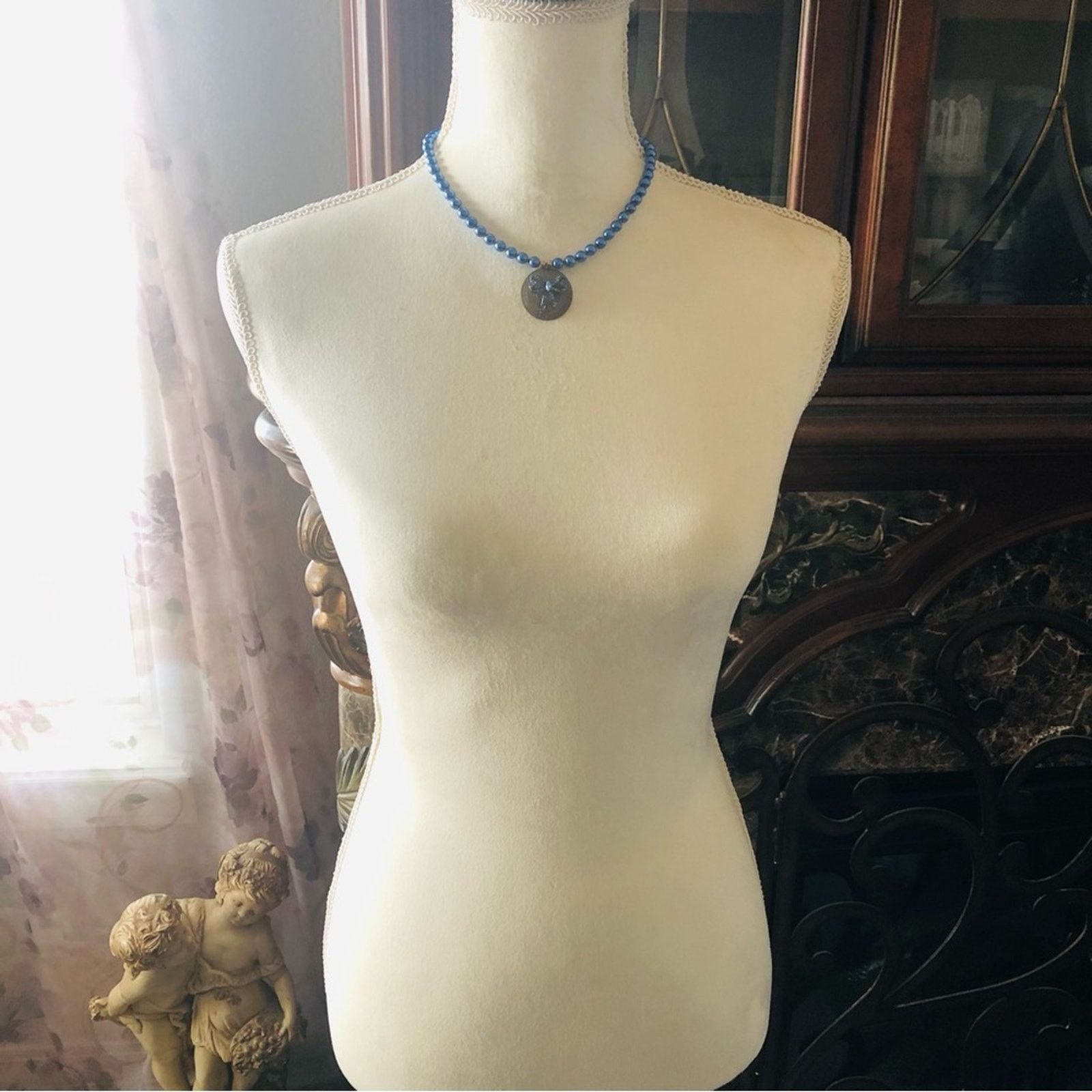 Handmade Handcrafted repurpose antique brass medallion Pearl necklace Size ONE SIZE - 7 Thumbnail