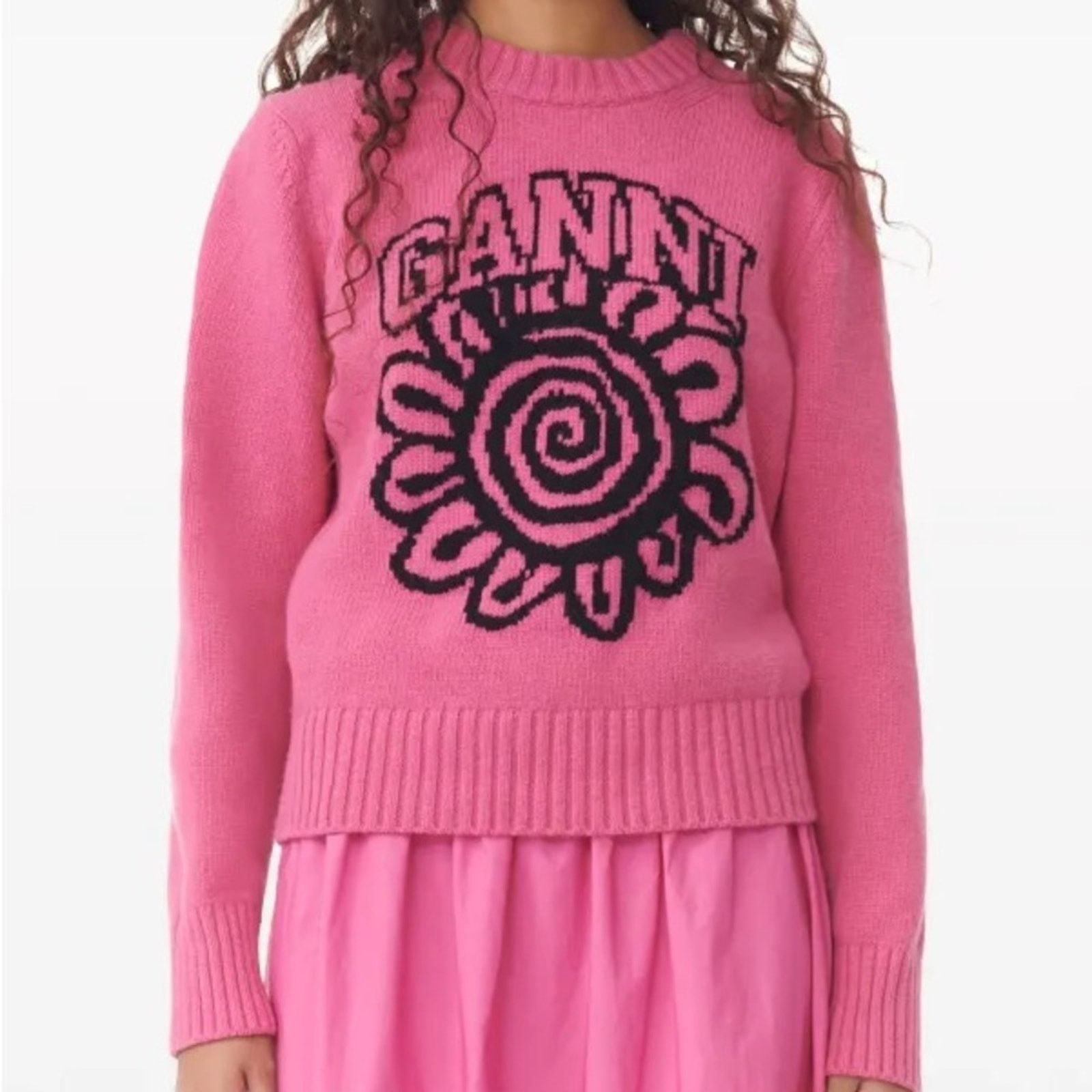 Ganni GANNI Women's Graphic O-Neck Pullover Flower in Cone Flower Size XS / US 0-2 / IT 36-38 - 6 Thumbnail