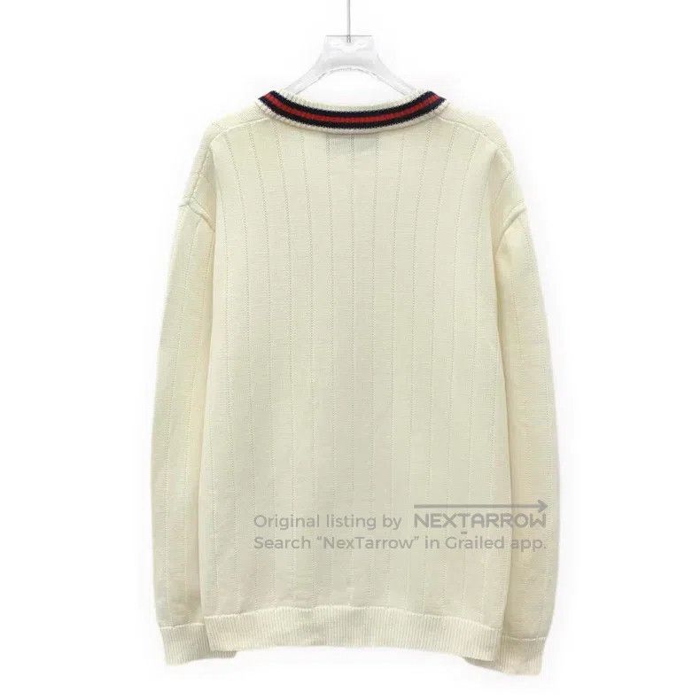 Gucci Gucci Beige logo embroidered cotton V-neck single-breasted Size S / US 4 / IT 40 - 2 Thumbnail