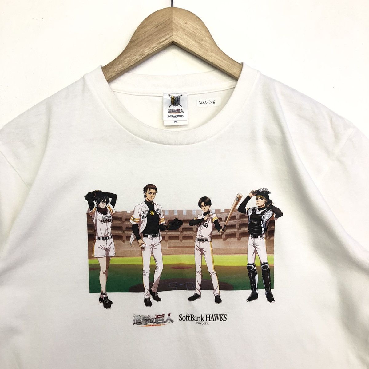 Anime Attack On Titan X SoftBank Hawks Fukuoka Baseball Tshirt Size US M / EU 48-50 / 2 - 3 Thumbnail