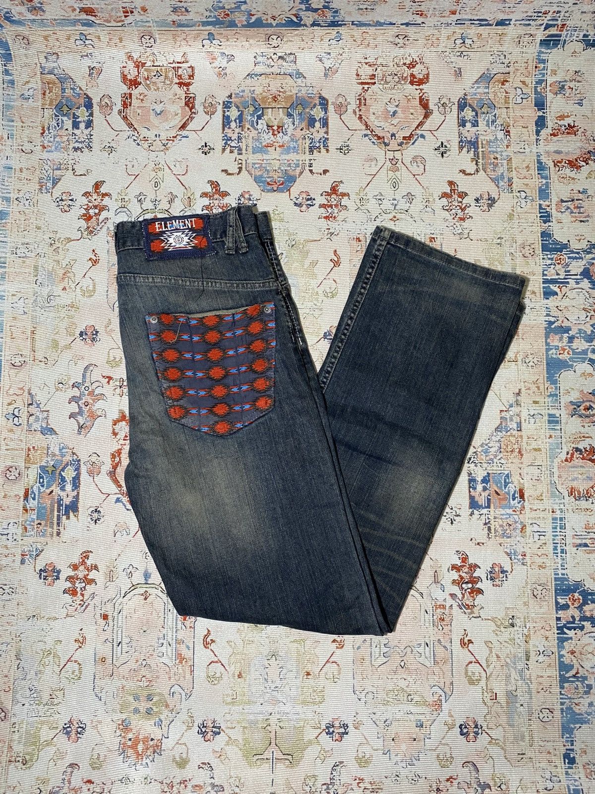 Element Element Skatebord Y2K Straight Deep Blue Wash Jeans Size US 31 - 1 Thumbnail