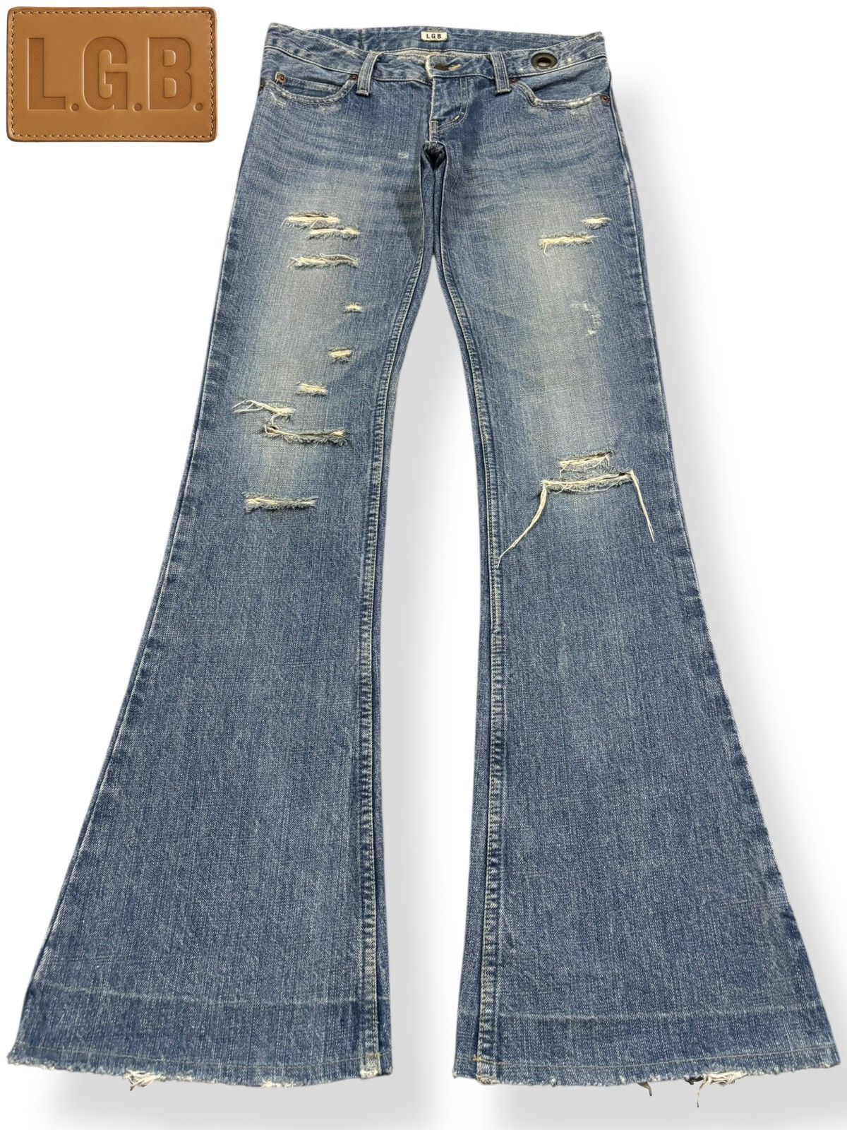 Le Grande Bleu (L.G.B.) Le Grande Bleu L.G.B. Wolfcut Flare Distressed Jeans Size US 29 - 1 Thumbnail
