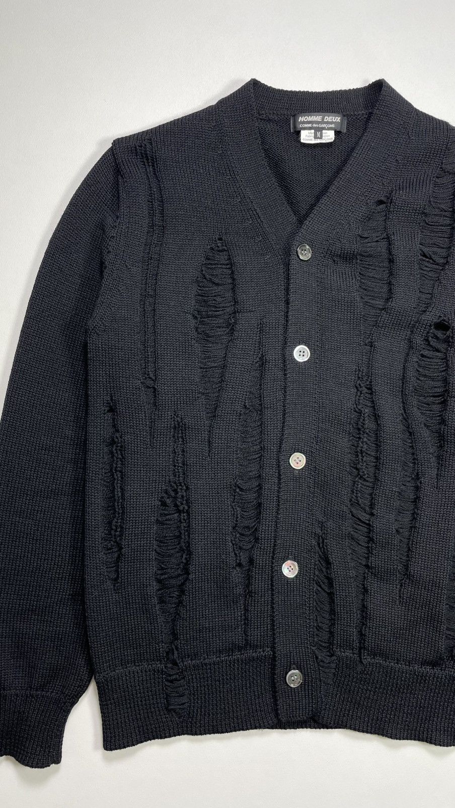 Comme des Garcons Homme Deux A/W 18 ‘Destroyed Detail’ Black Cardigan Size US M / EU 48-50 / 2 - 7 Thumbnail