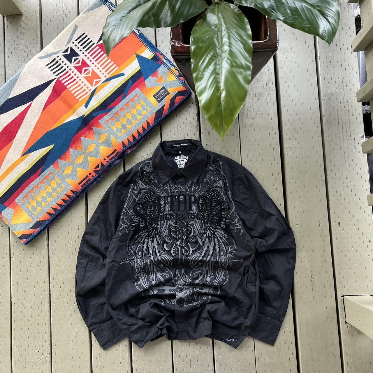 Southpole × Vintage Y2K South Pole Shirt Black Long Sleeve Button Up Grunge Size US XL / EU 56 / 4 - 1 Thumbnail