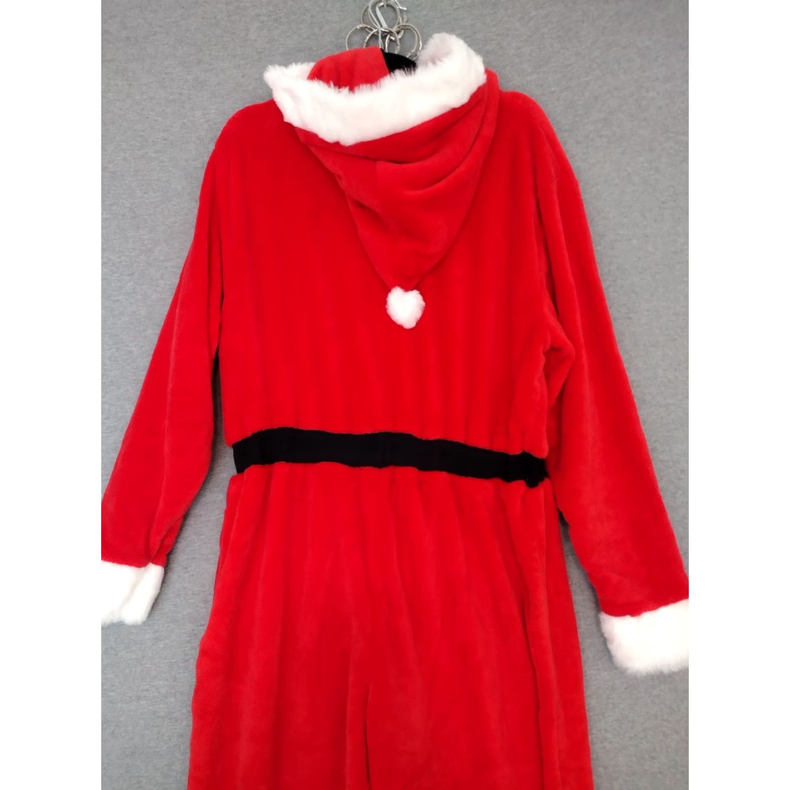 Vintage Alexander Del Rossa Unisex Fleece One Piece Santa Suit Pajamas Red L Size 42R - 2 Thumbnail