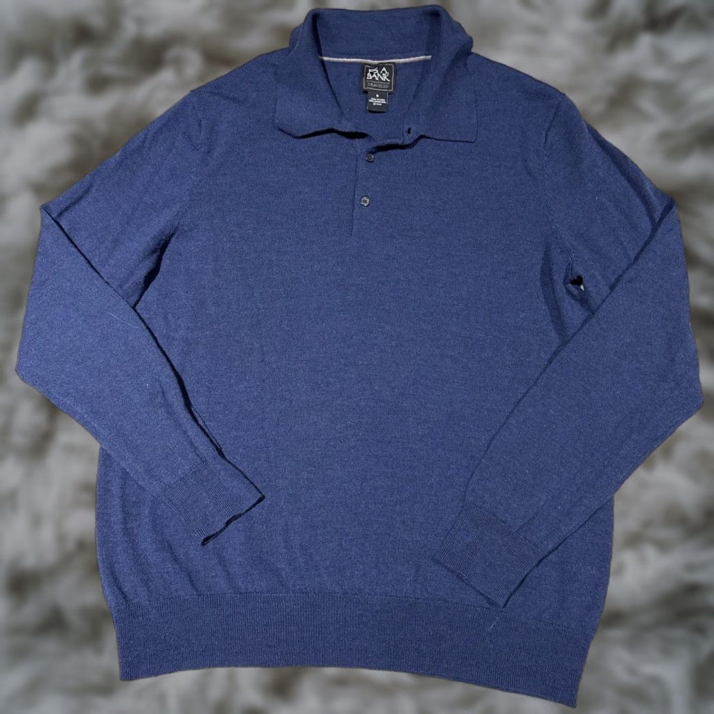 Jos. A. Bank Jos A Bank Polo Sweater Men XL Merino Wool Blue Long Sleeve Preppy Wealth Size US XL / EU 56 / 4 - 1 Thumbnail