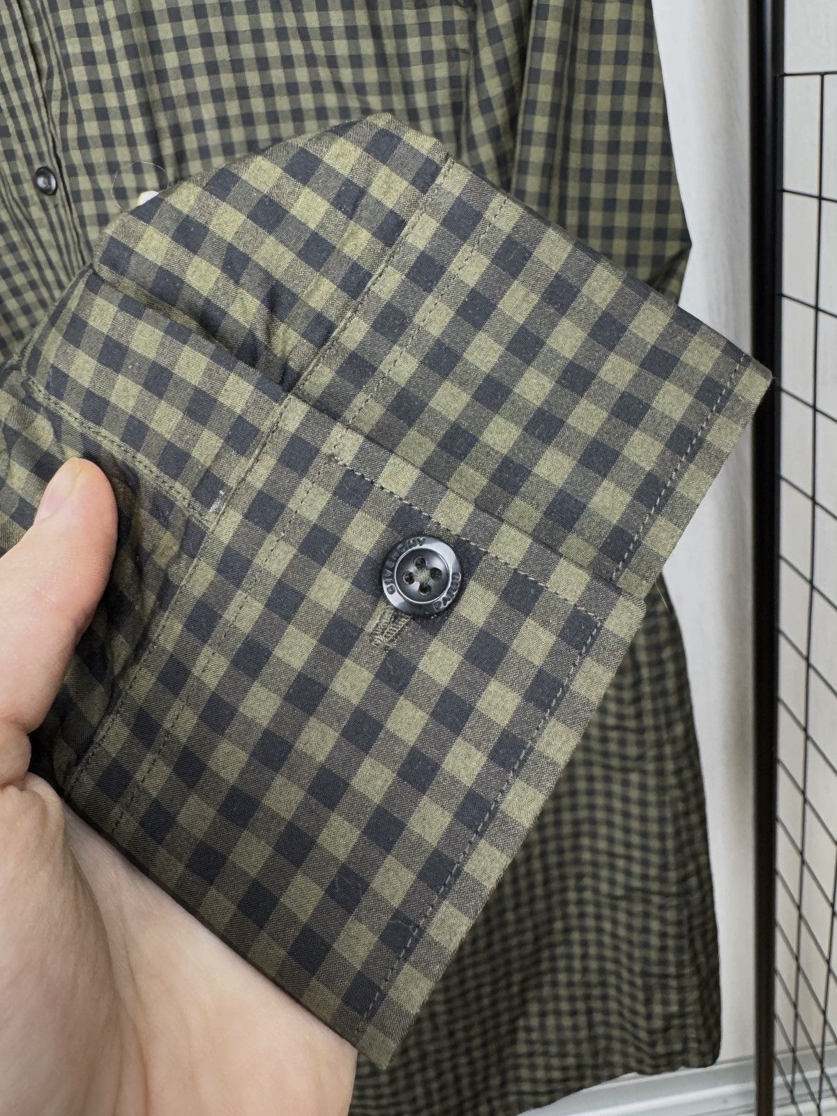 Givenchy Givenchy green checkered leather trim contemporary fit shirt Size US L / EU 52-54 / 3 - 11 Thumbnail