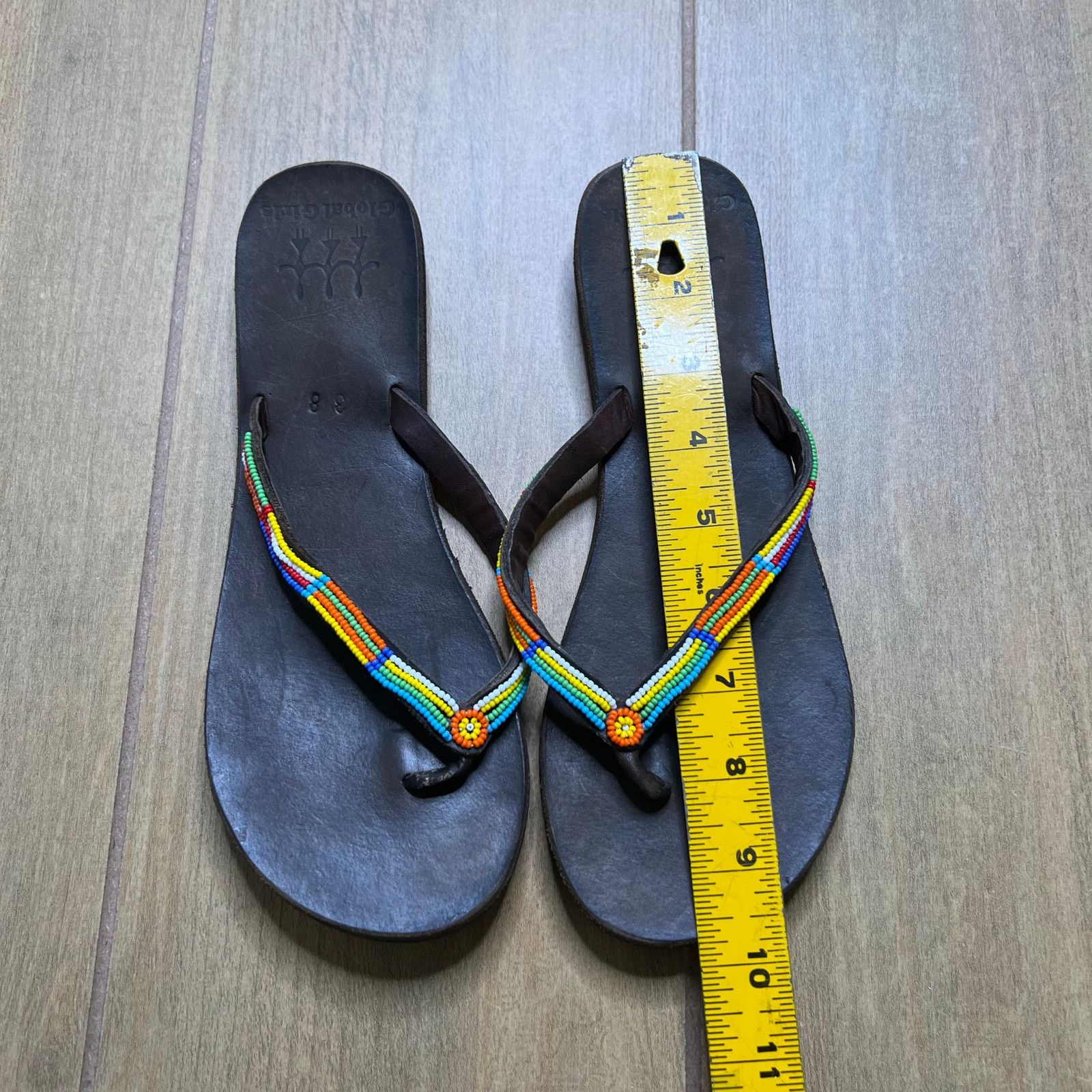 Vintage Global Girls Multi Flip Flop sandals handcrafted Sz 38 7.5-8 Size US 7.5 / IT 37.5 - 8 Thumbnail
