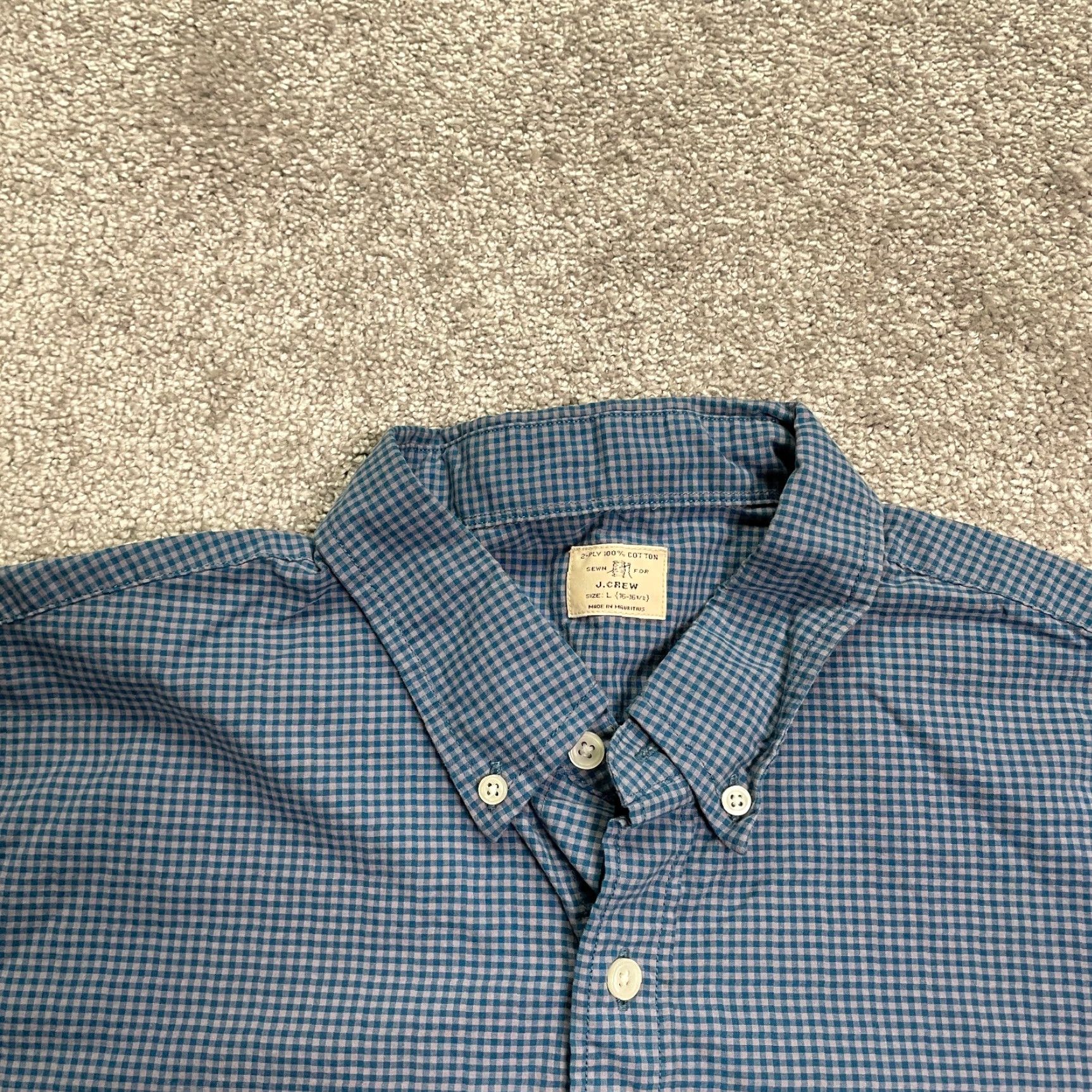 J.Crew J.Crew Dress Shirt Mens Large 16-16 1/2 Blue Check Long Sleeve Cotton Work Shirt Size 42R - 3 Thumbnail