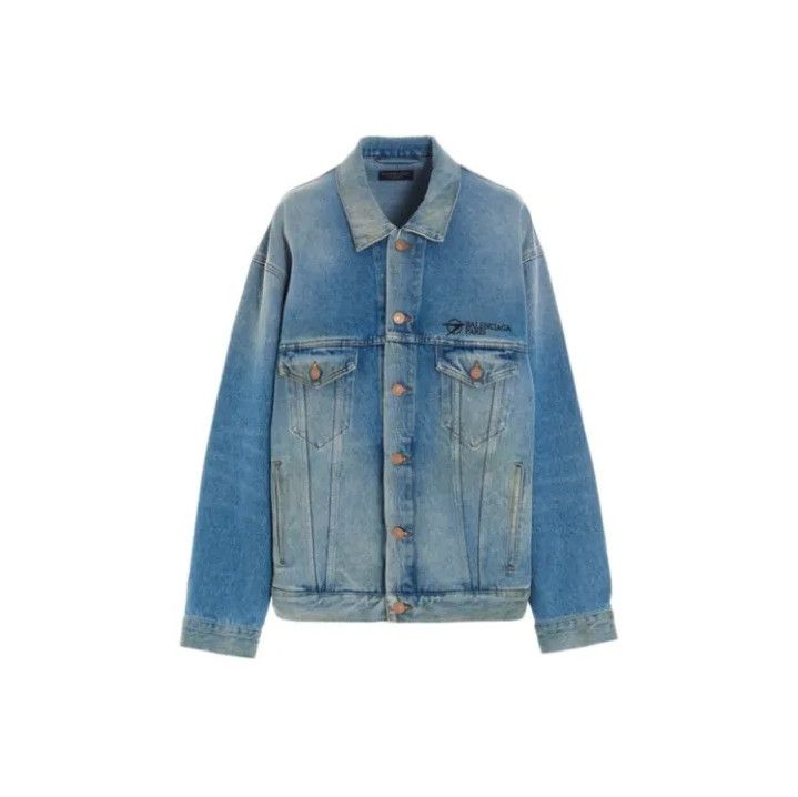 Balenciaga Balenciaga Classic Logo Embroidered Denim Jacket Size US S / EU 44-46 / 1 - 1 Thumbnail