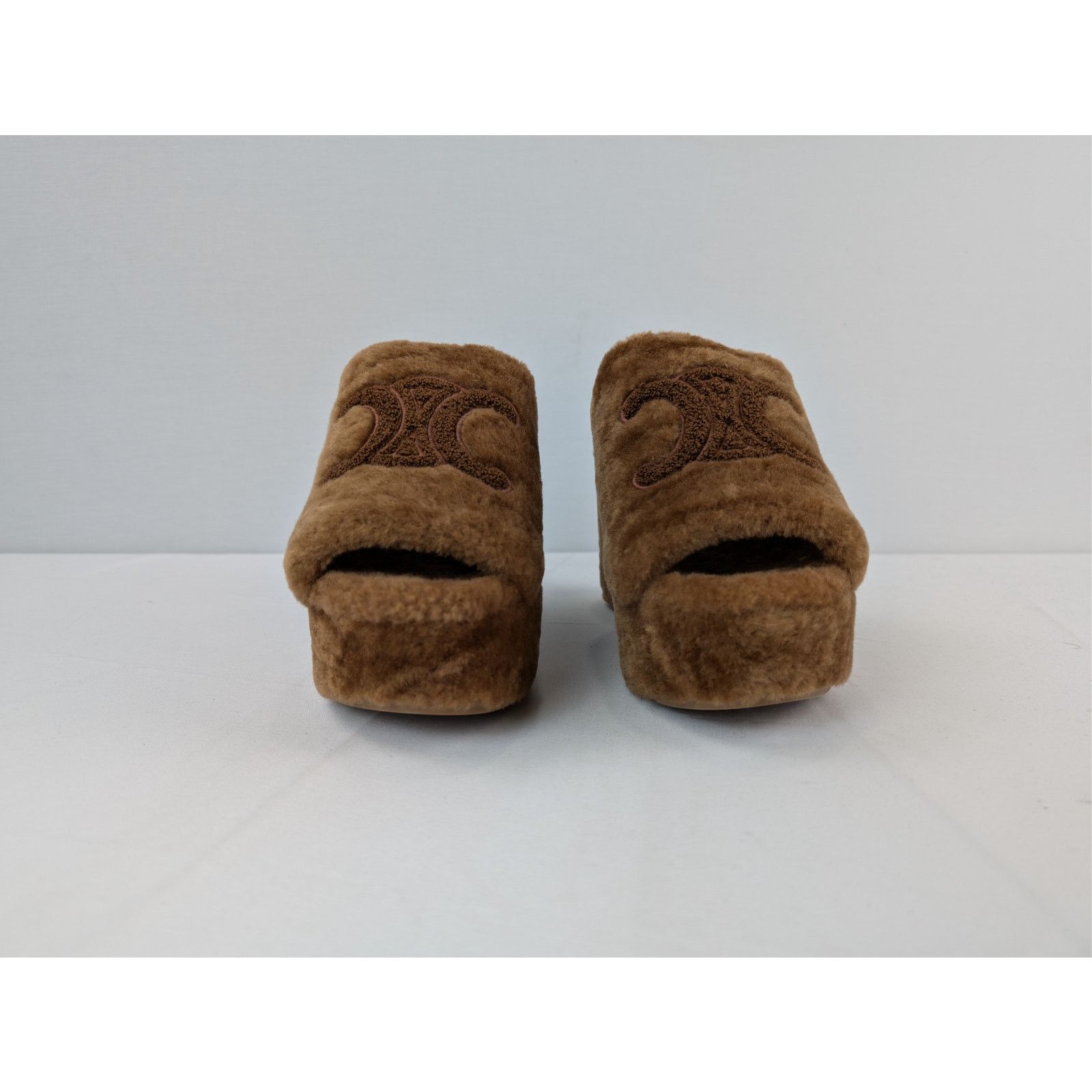 Celine o1rshd1 Elena Mule in Shearling Sandal slipper in Brown Size US 10 / IT 40 - 8 Thumbnail