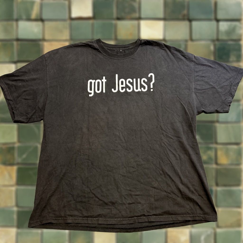 Vintage VINTAGE Got Jesus? Parody Graphic T-Shirt XL Men Black Cotton Tennessee River Shirt Size US XL / EU 56 / 4 - 1 Thumbnail