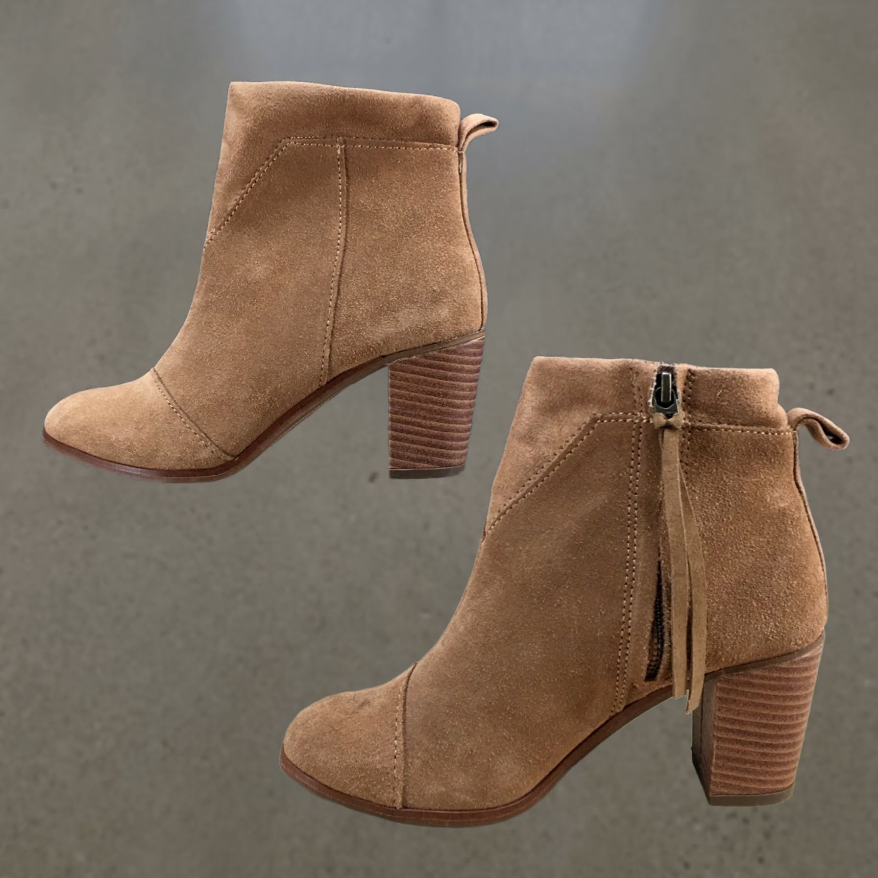 Toms TOMS Boots Womens 5 Lunata Ankle Bootie Tan Side Zip Casual Block Heel Comfort Breathable Suede All Season Solid Brown 10013036 Mens Womens Boys Girls Size US 5 / IT 35 - 1 Thumbnail