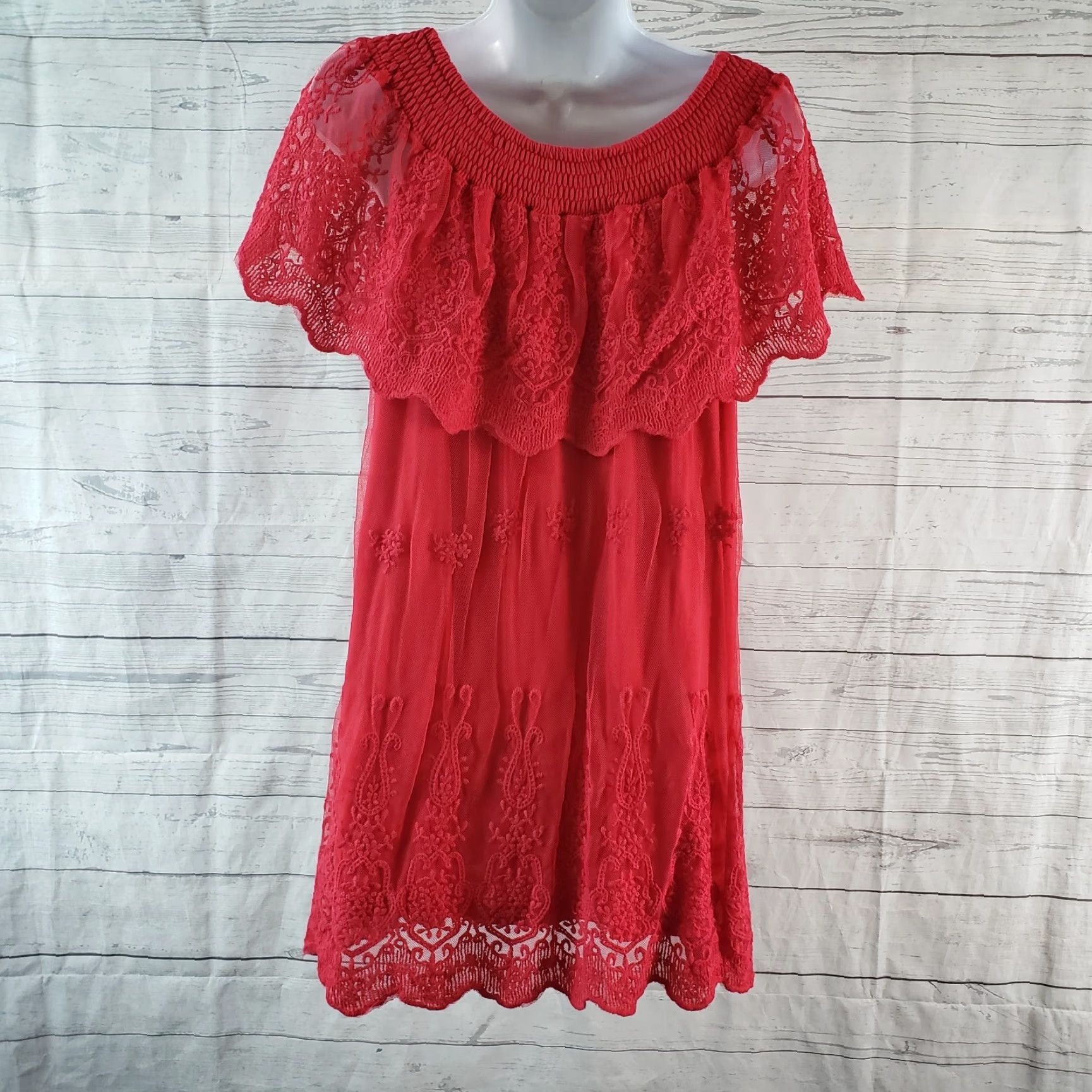 Vintage VINTAGE MONORENO Womens Off The Shoulder Top Sz Medium Red Embroidered Cotton Blend Size M / US 6-8 / IT 42-44 - 4 Thumbnail