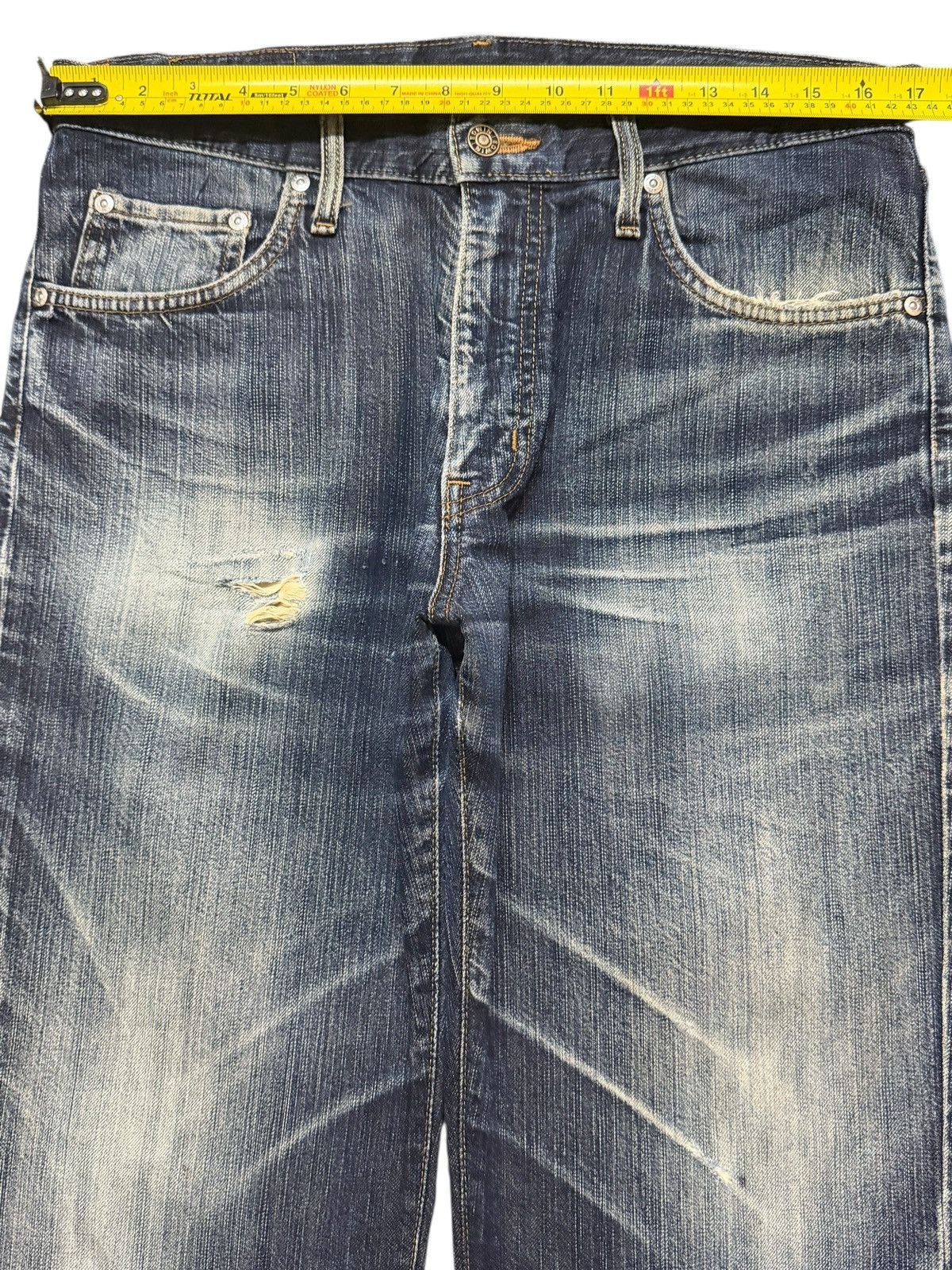 Edwin Vintage Edwin Blue Faded Wash Clawmark Style Wide Leg Baggy Size US 33 - 11 Thumbnail