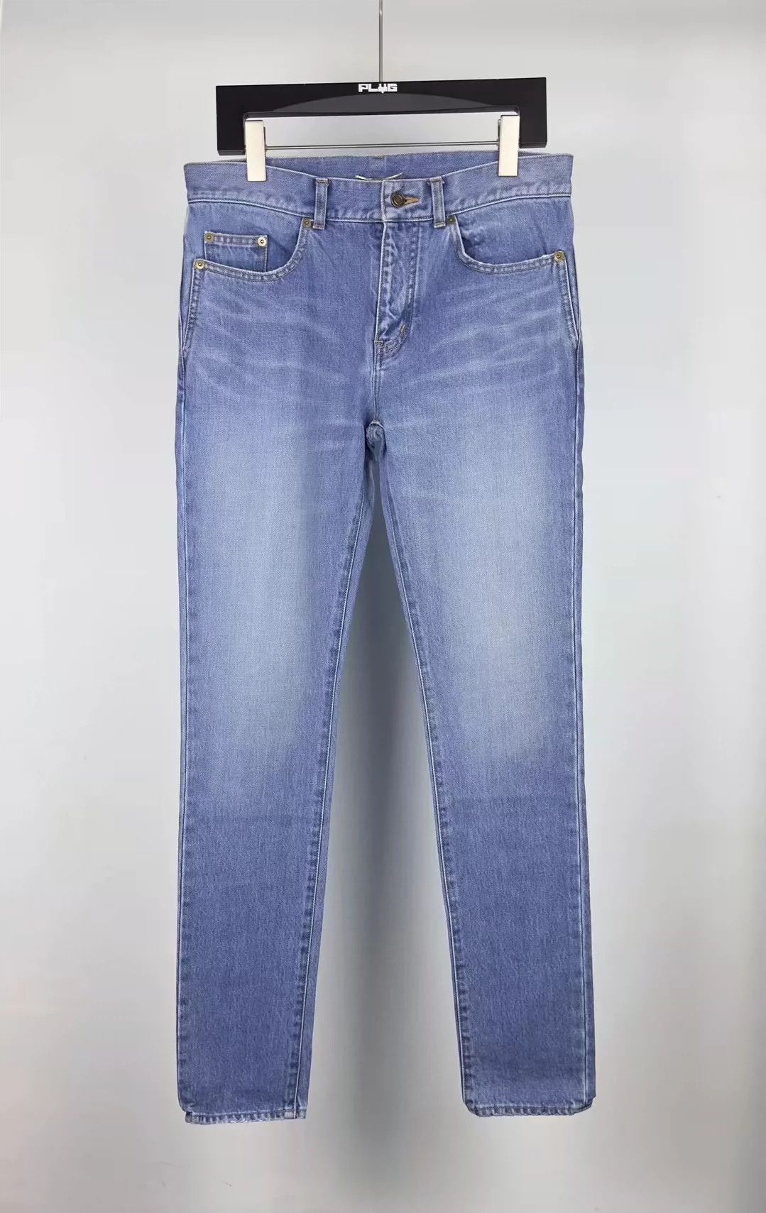Saint Laurent Paris Saint Laurent Paris Washed blue embroidered jeans Size US 30 / EU 46 - 1 Thumbnail