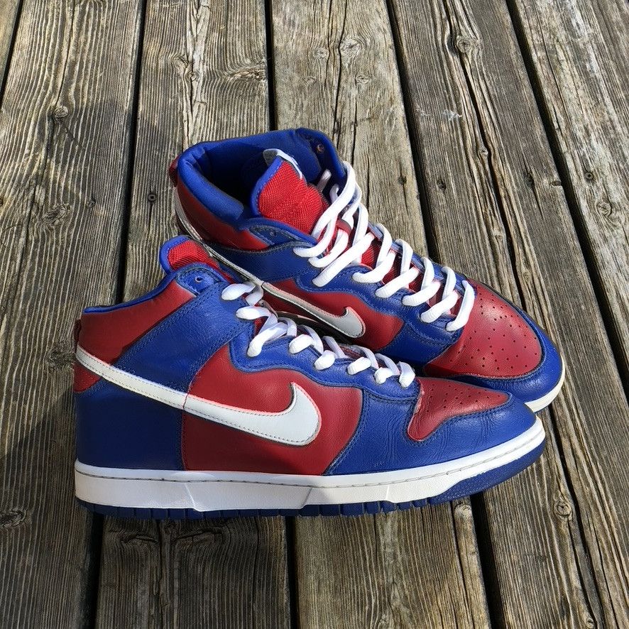 Nike 2003 Dunk High Clippers Red Royal 305287 411 Vintage Size US 13 / EU 46 - 6 Thumbnail