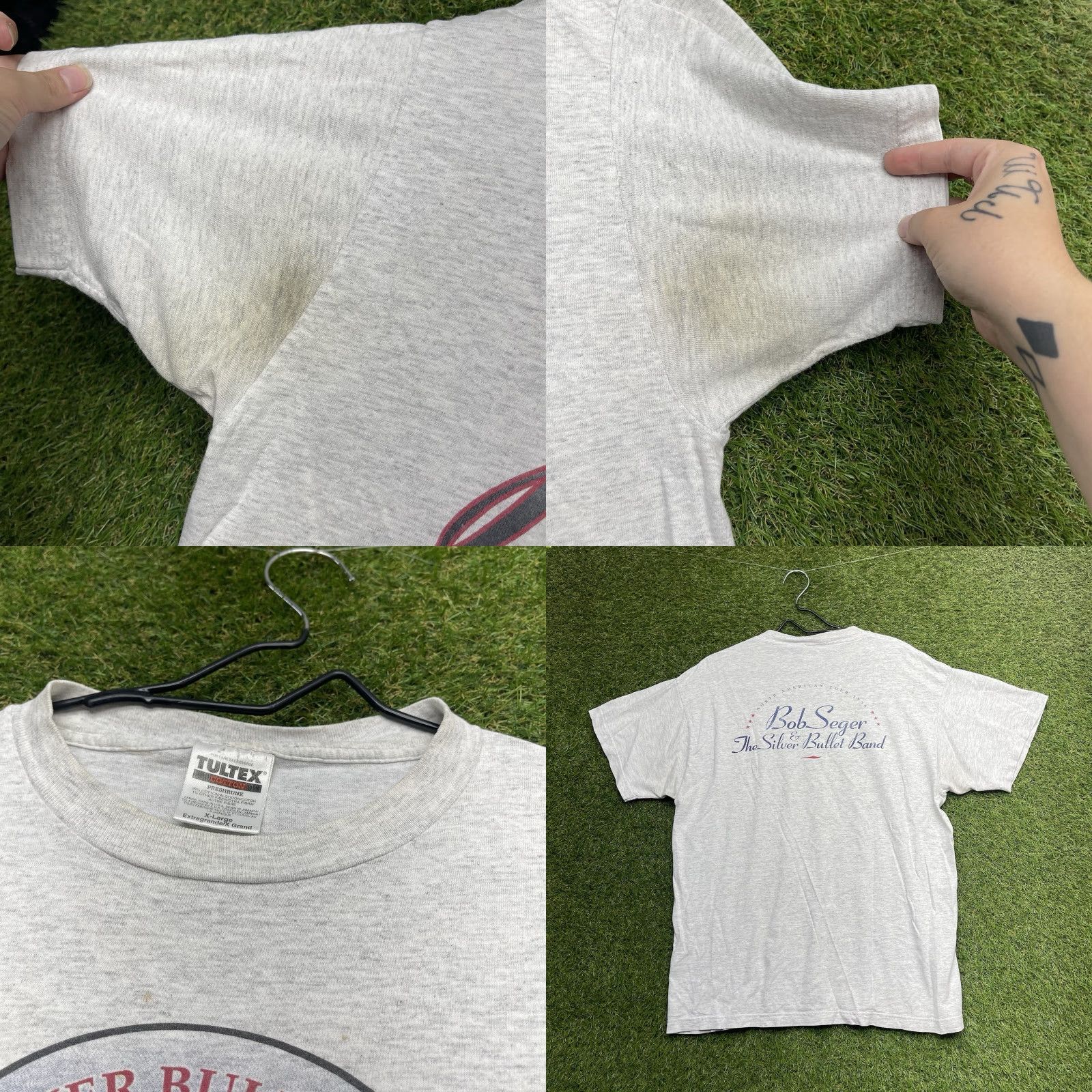 Vintage Vintage Bob Seger & The Silver Bullet Band T-Shirt Men's XL Band 90s North American Tour Gray Cotton Size US XL / EU 56 / 4 - 8 Thumbnail