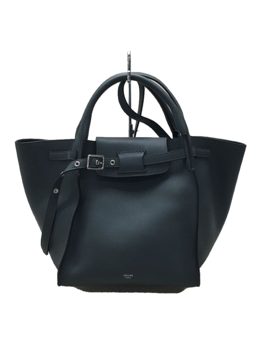image of Celine Shoulder Bag Leather Navy in Blue, Women's