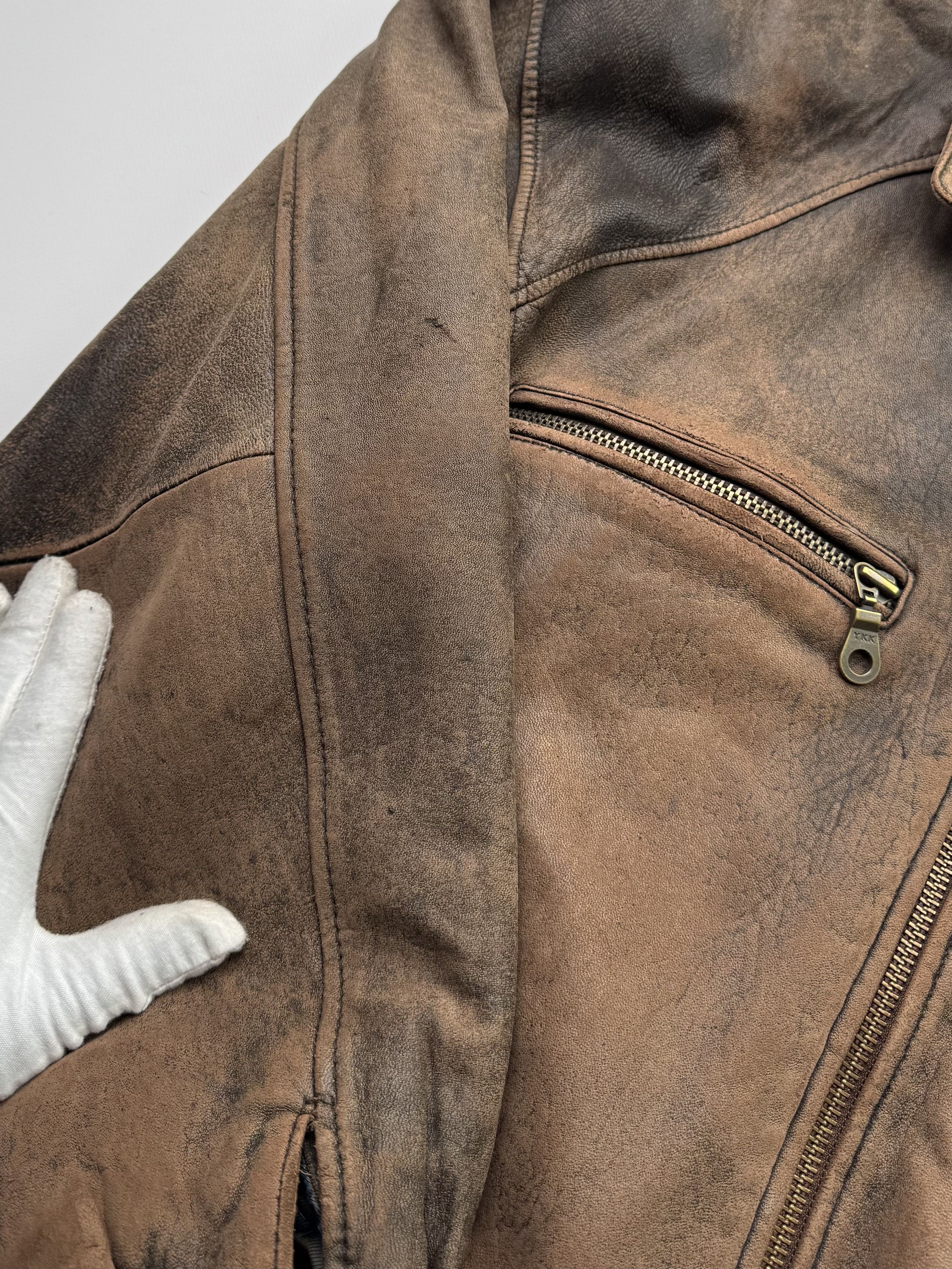 Vintage Vintage Thrashed Faded Leather Bomber Jacket B566(V10)E2 Size US XL / EU 56 / 4 - 7 Thumbnail