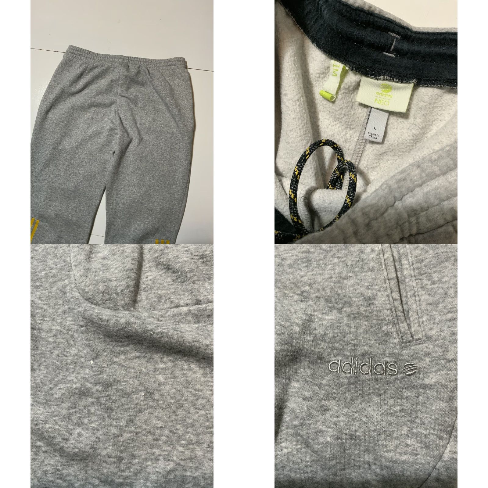 Adidas Adidas Neo Slim Heather Grey 3 Stripes Athletic Track Jogger Sweatpants Sz. L Men Pants Gray Activewear Size US 33 - 8 Thumbnail