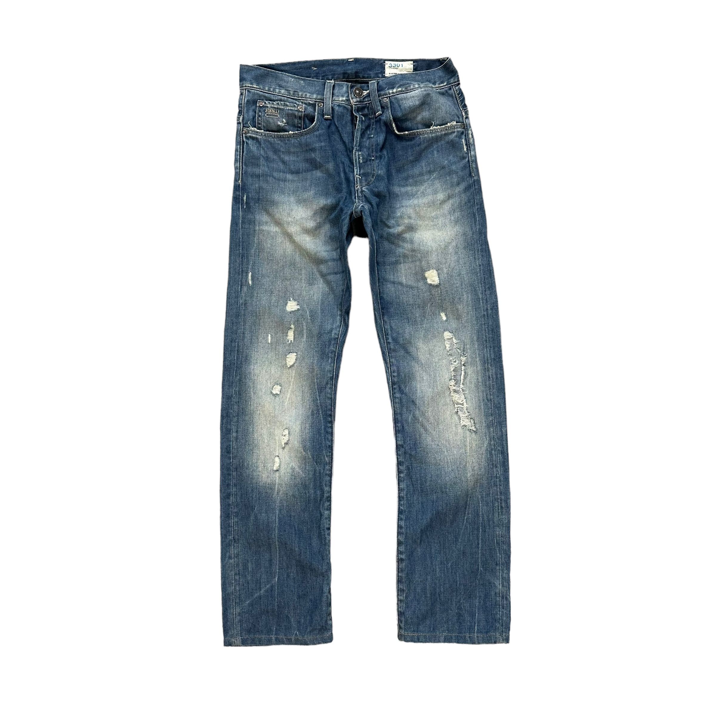 G-Star 3301 by G Star Raw Fly Button Distressed Denim Pant #9110-57 Size US 29 - 1 Thumbnail