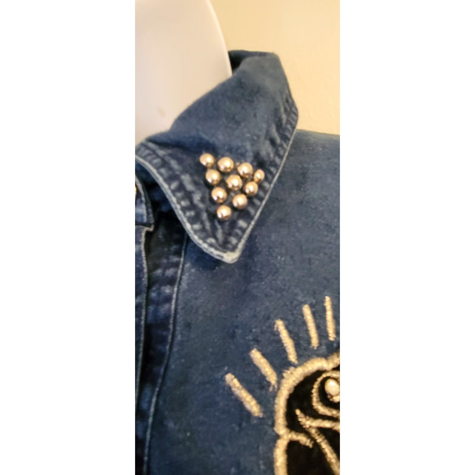 Greats VINTAGE Great Cavalier Denim Shirt XL Embellished 1990s Western Blue Womens Size XL / US 12-14 / IT 48-50 - 3 Thumbnail